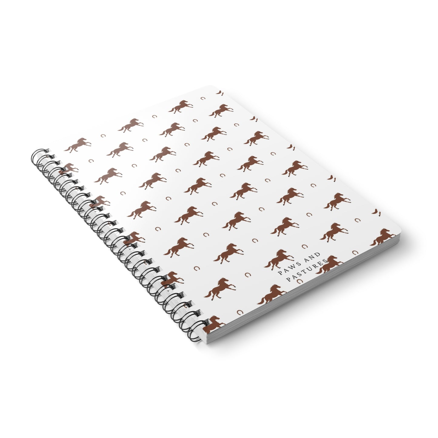 Horse Pattern A5 Wirobound Notebook — Paws and Pastures Lined Journal