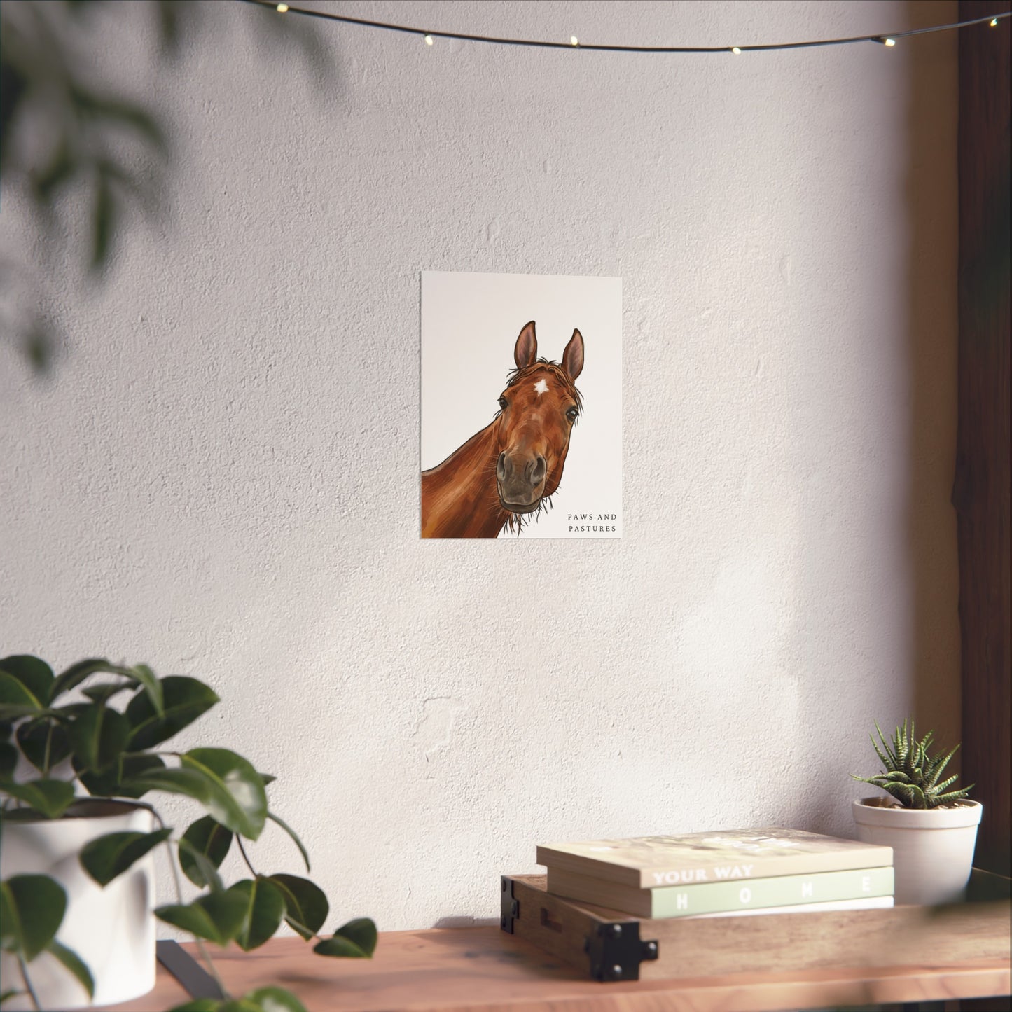 Horse Portrait Fine Art Poster — 'Paws and Pastures' Rustic Equestrian Wall Art