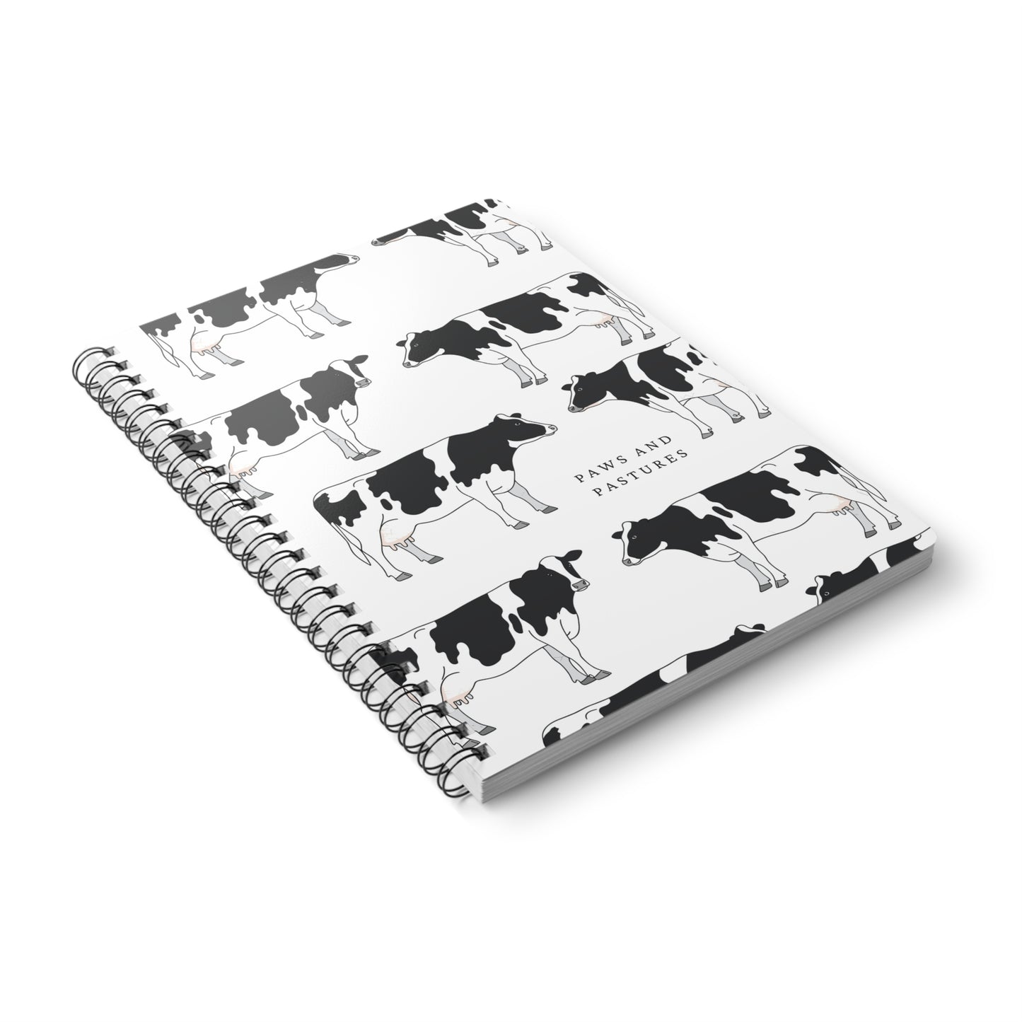 Cow Pattern A5 Wirobound Notebook — "Paws and Pastures" Lined Journal