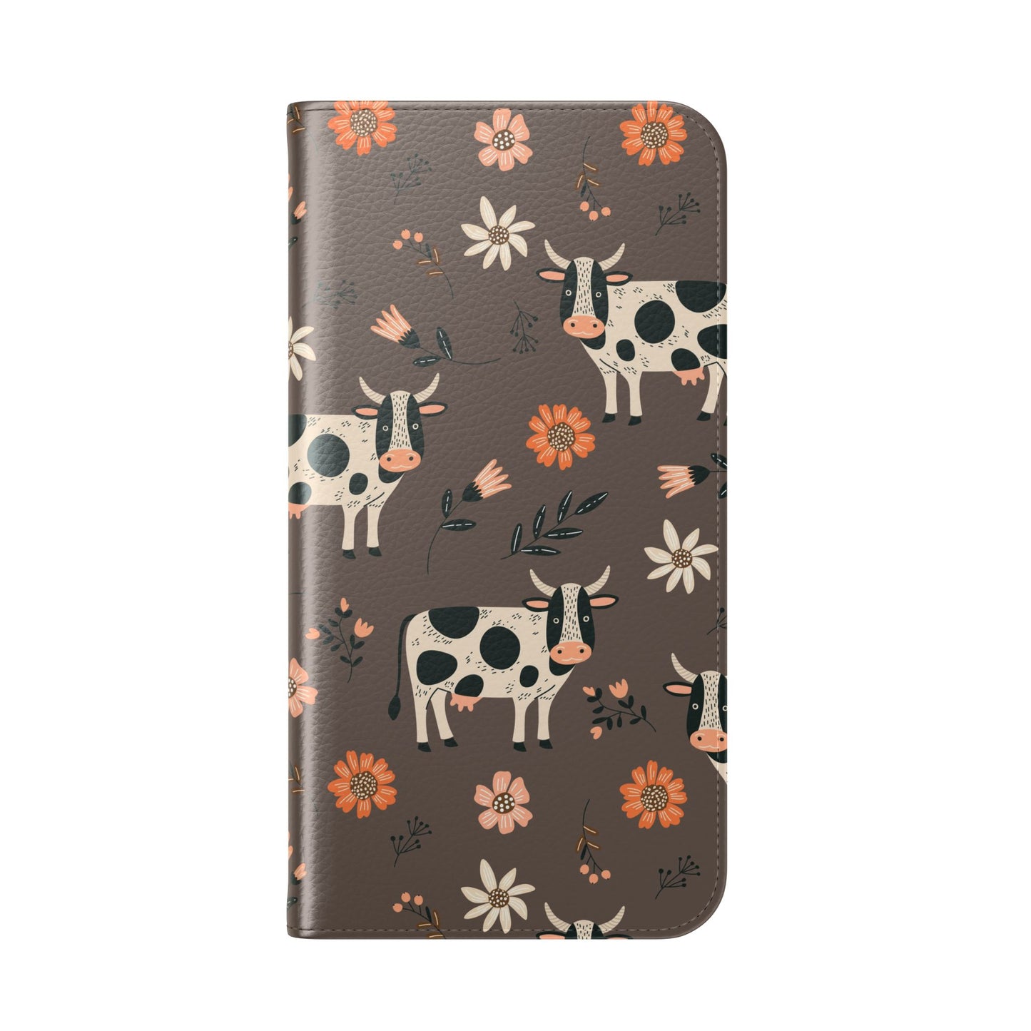 Cow Floral Flip Phone Case – Folklore Farm Pattern Wallet Case