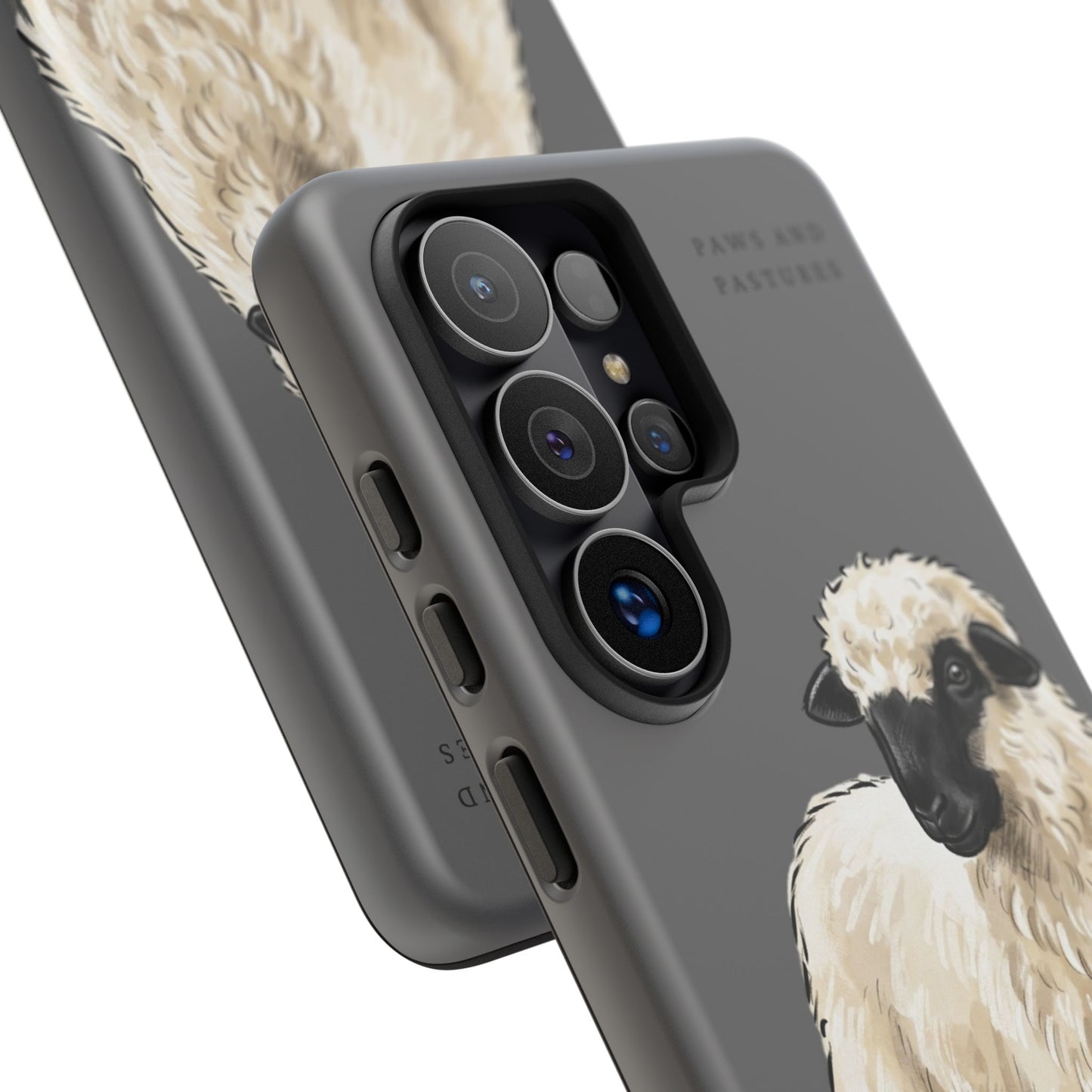 Grey Valais Blacknose Sheep Phone Case – 'Paws and Pastures' Cute Lamb Protective iPhone Cover