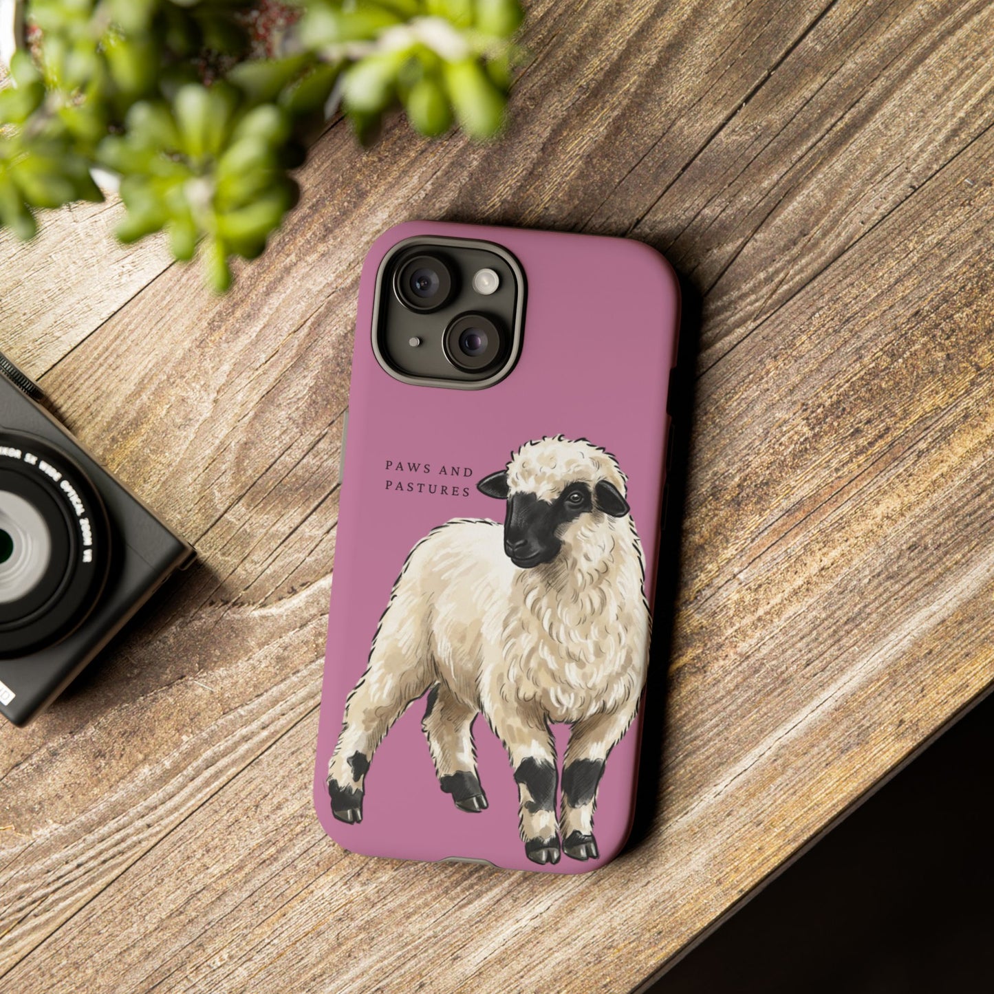 Pink Valais Blacknose Sheep Phone Case – 'Paws and Pastures' Cute Lamb Protective iPhone Cover