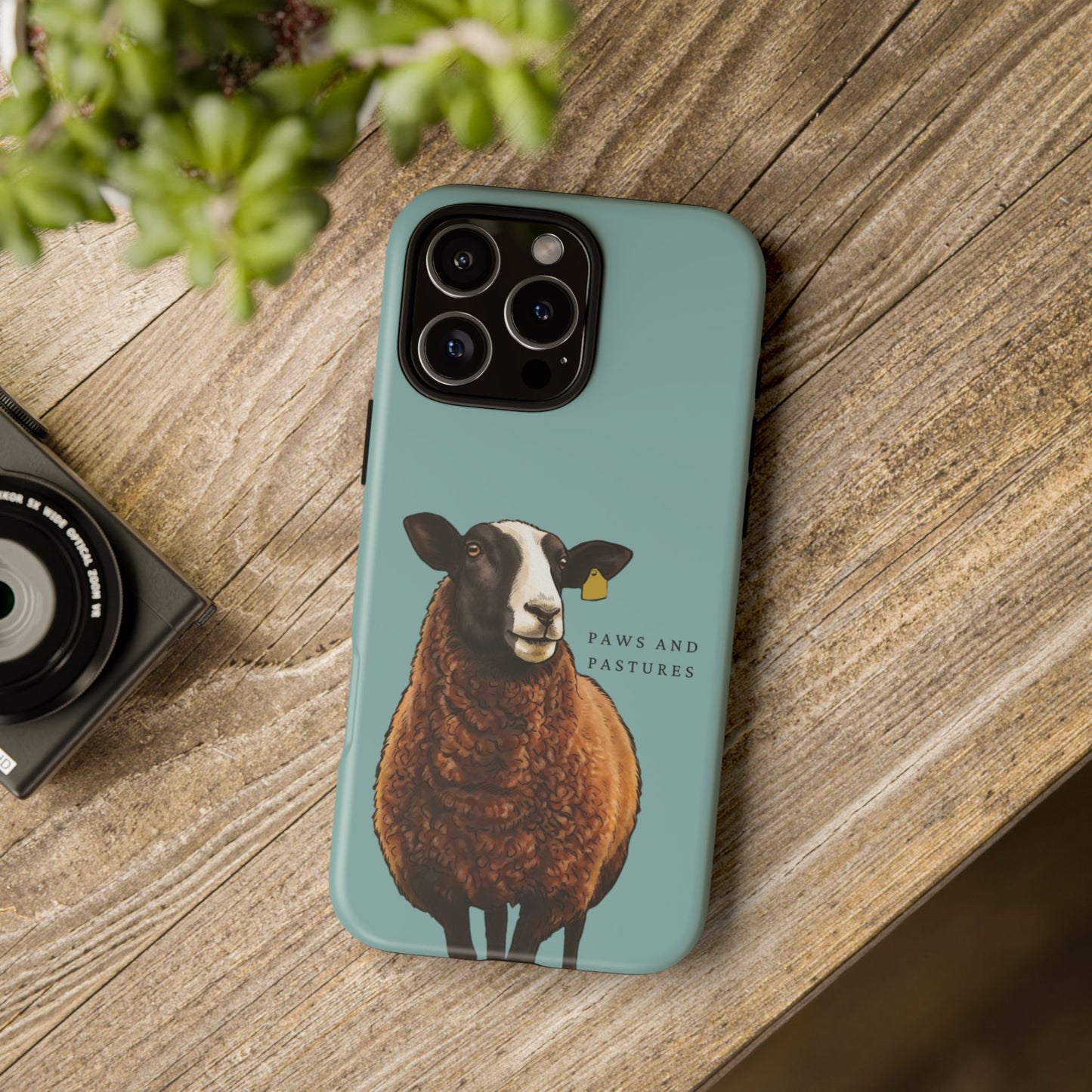 Zwartble Sheep Teal Phone Case — "Paws and Pastures" Rustic Farm Animal Protective Cover .