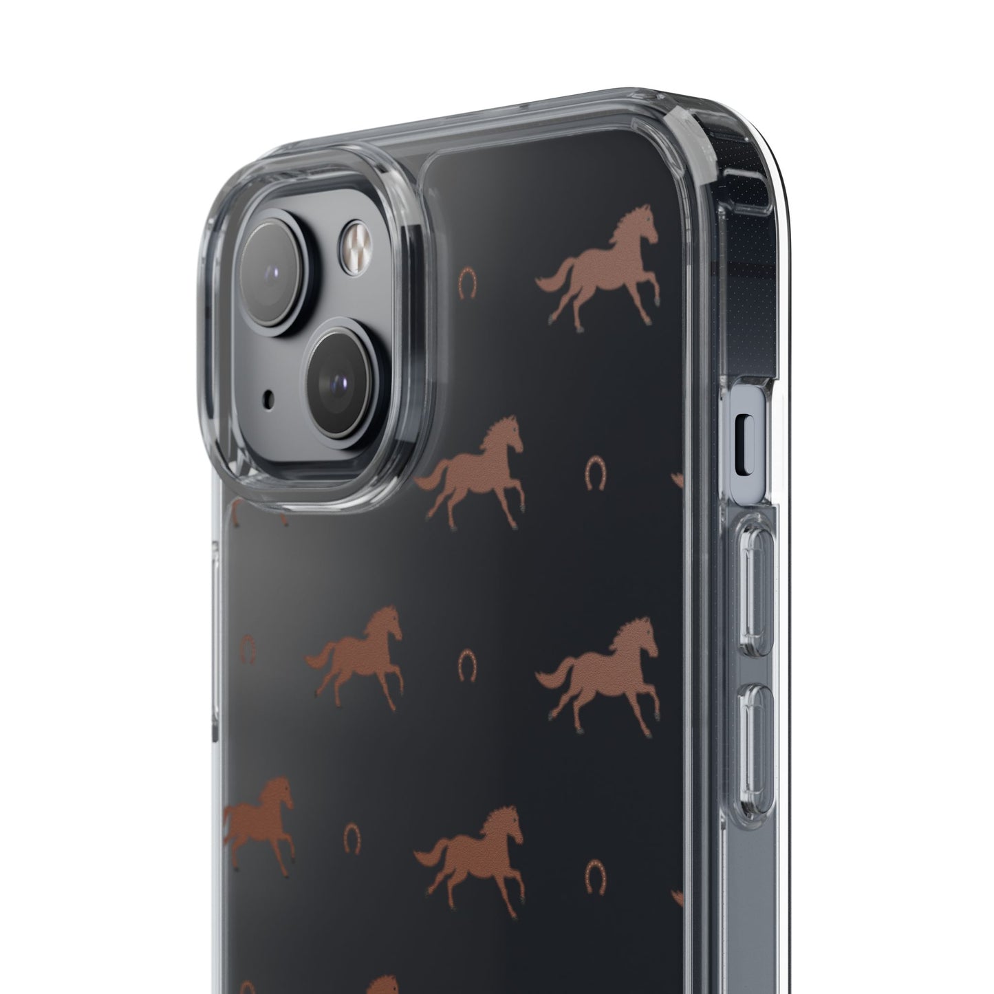 Horse Pattern Clear Phone Case — Equestrian Horses & Horseshoes Design