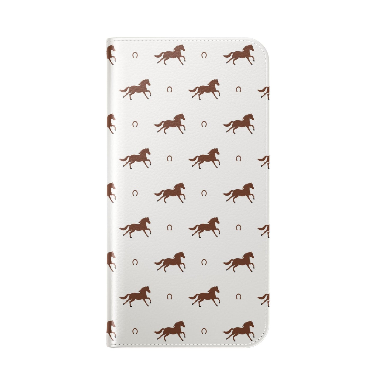 Horse Pattern Flip Case — Leather Wallet Phone Cover with Galloping Horses