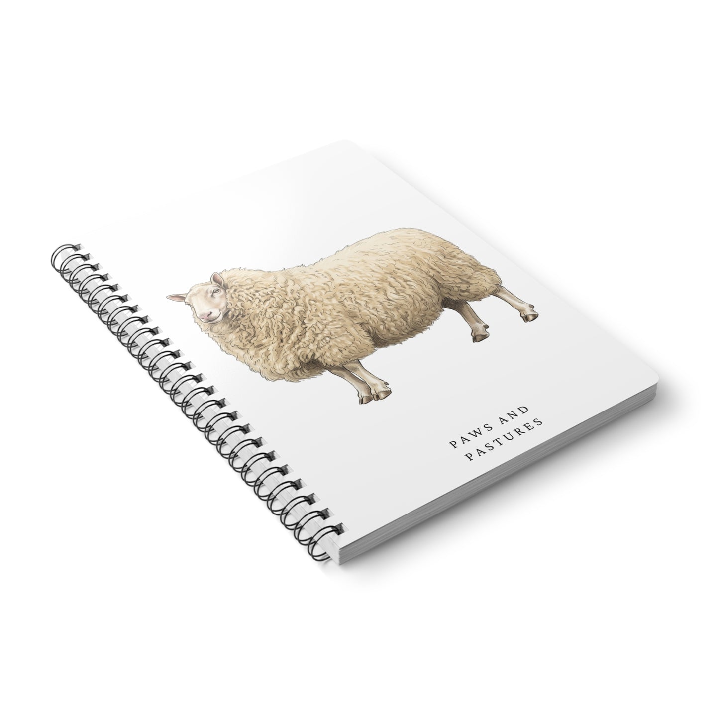 Cheviot Sheep Illustration A5 Spiral Notebook — 'Paws and Pastures' Lined Journal