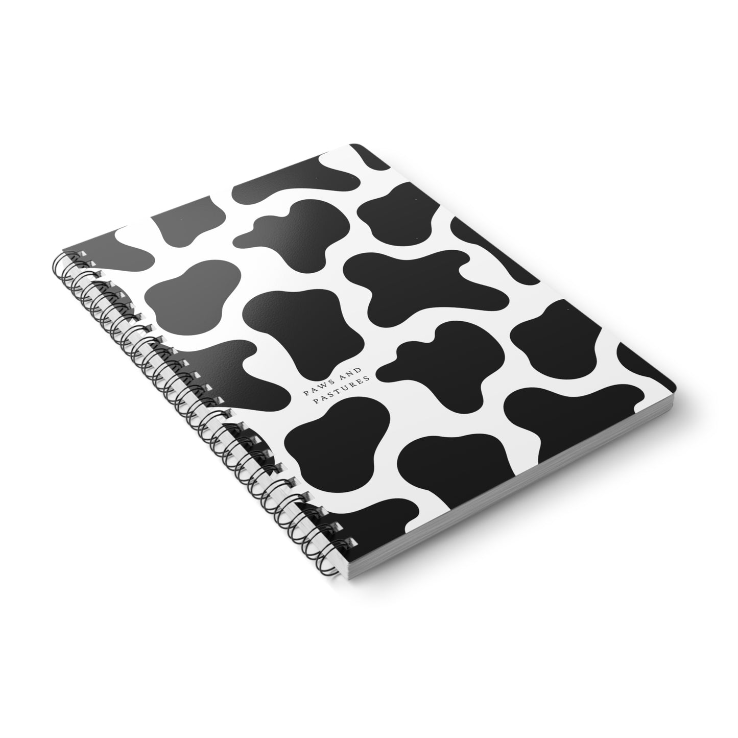 Cow Print A5 Spiral Notebook — Paws and Pastures Lined Journal