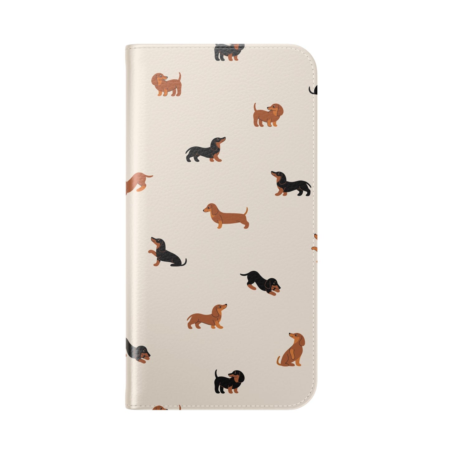 Dachshund Pattern Flip Phone Case — Wallet Folio with Card Slots