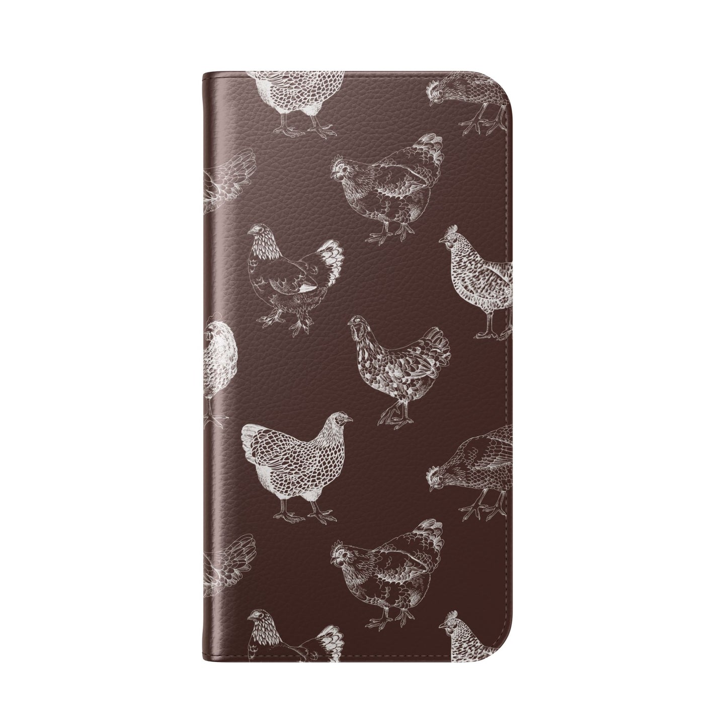 Chicken Pattern Flip Phone Case – Rustic Farmhouse Wallet Cover