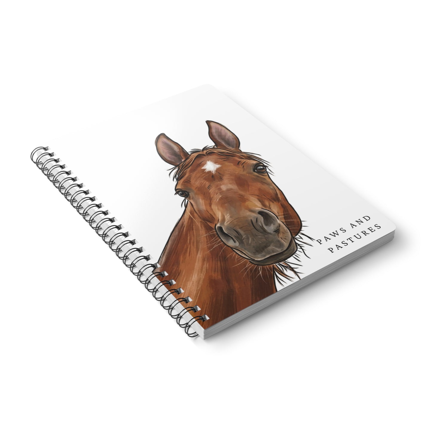 Horse Portrait Spiral Notebook — "Paws and Pastures" A5 Wirobound Journal