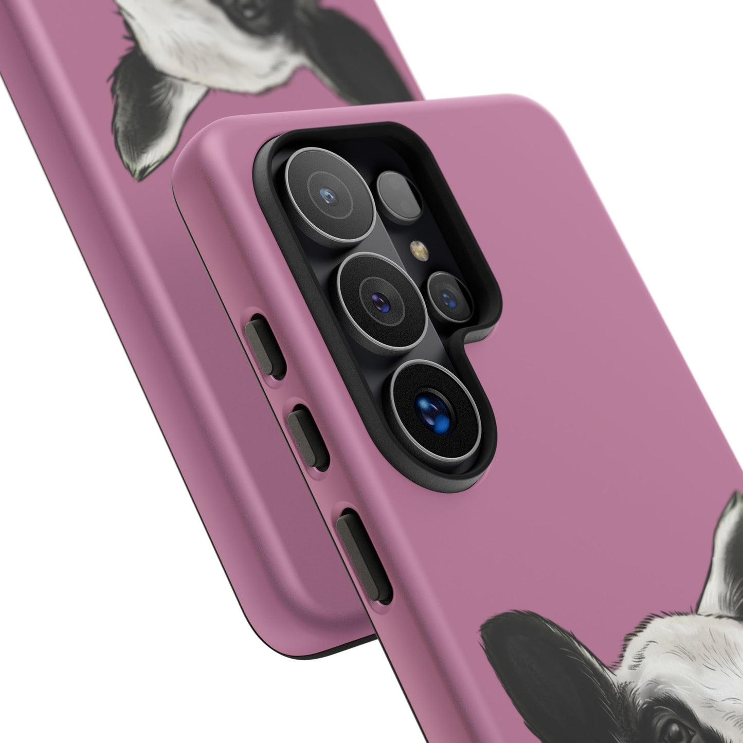 Pink Dutch Spotted Sheep Portrait Phone Case - Black & White Lamb Illustration Protective Cover