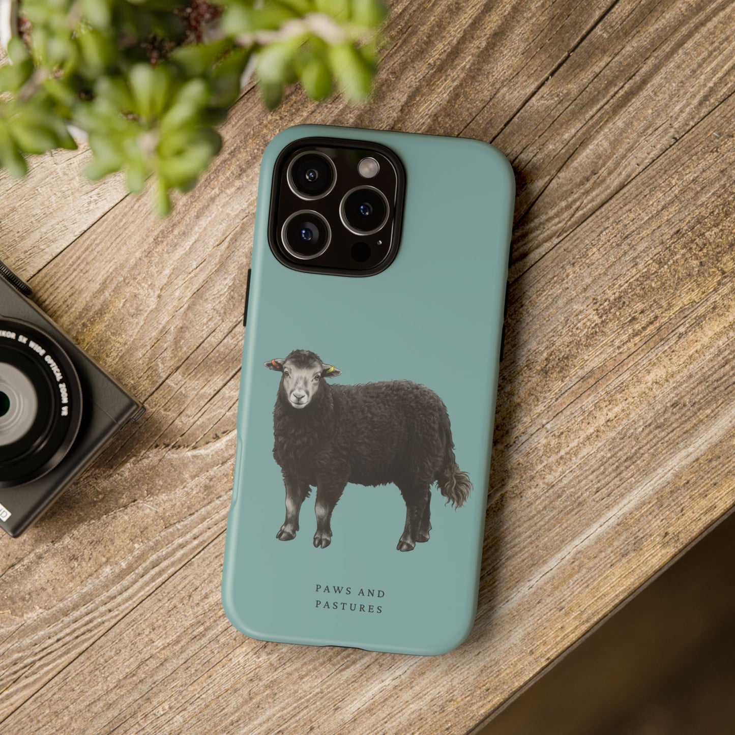 Herdwick Sheep Phone Case — Black Sheep Illustration with “Paws and Pastures”