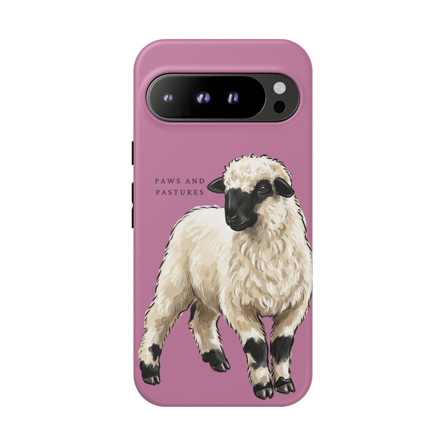 Pink Valais Blacknose Sheep Phone Case – 'Paws and Pastures' Cute Lamb Protective iPhone Cover