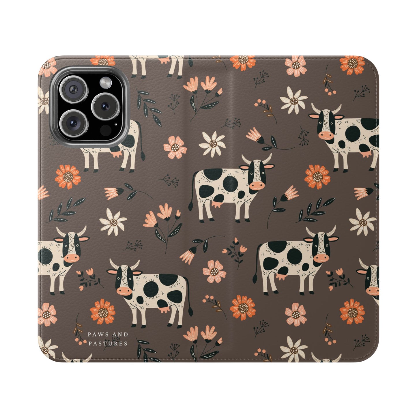 Cow Floral Flip Phone Case – Folklore Farm Pattern Wallet Case