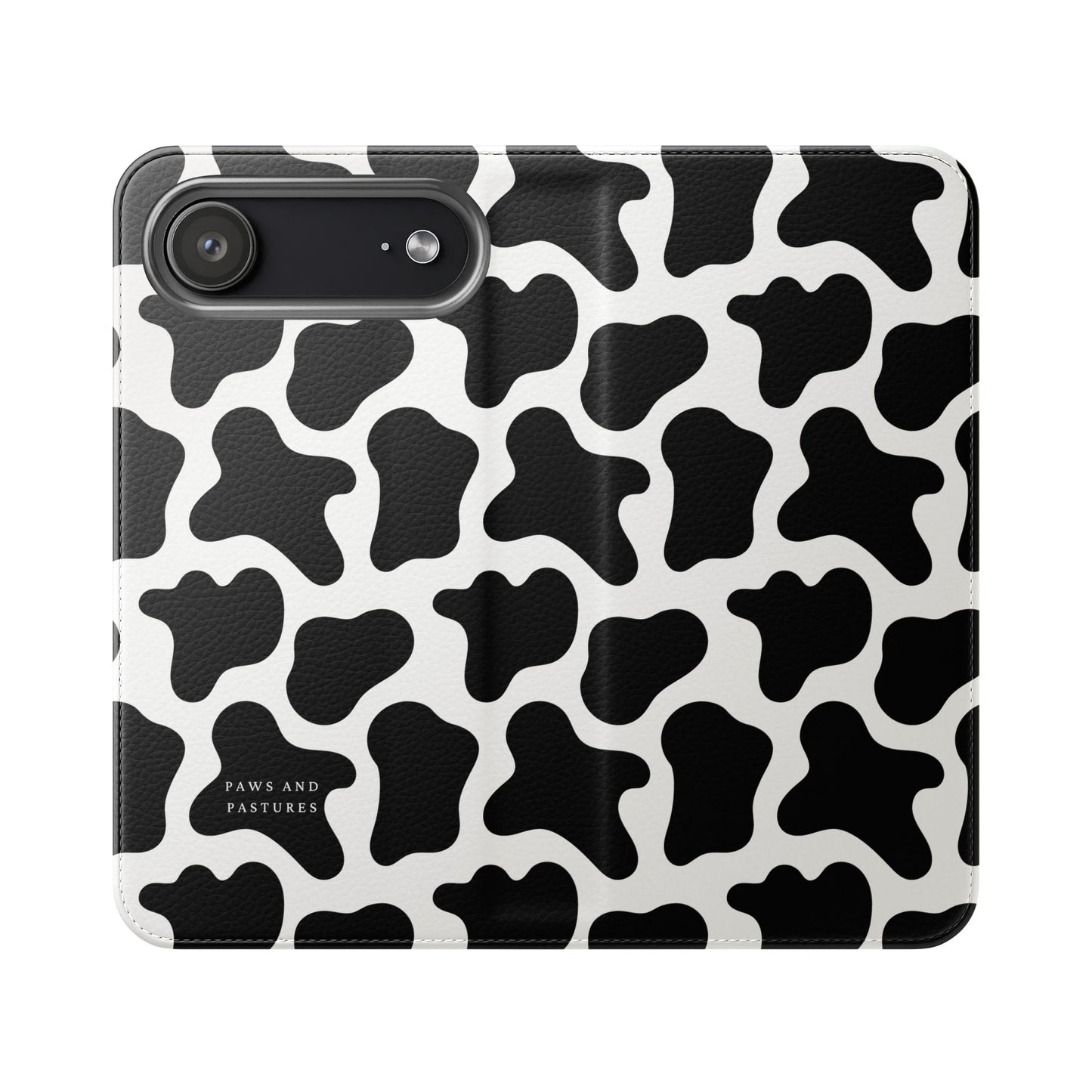 Cow Print Flip Phone Case — Black & White Wallet Flip Case