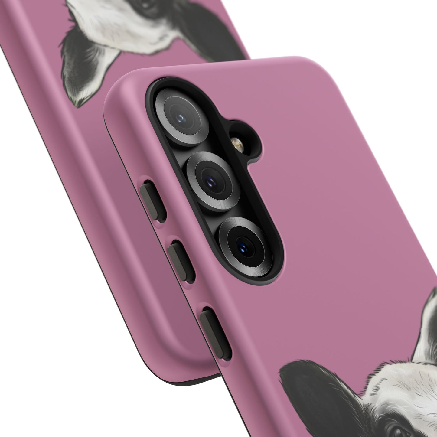 Pink Dutch Spotted Sheep Portrait Phone Case - Black & White Lamb Illustration Protective Cover