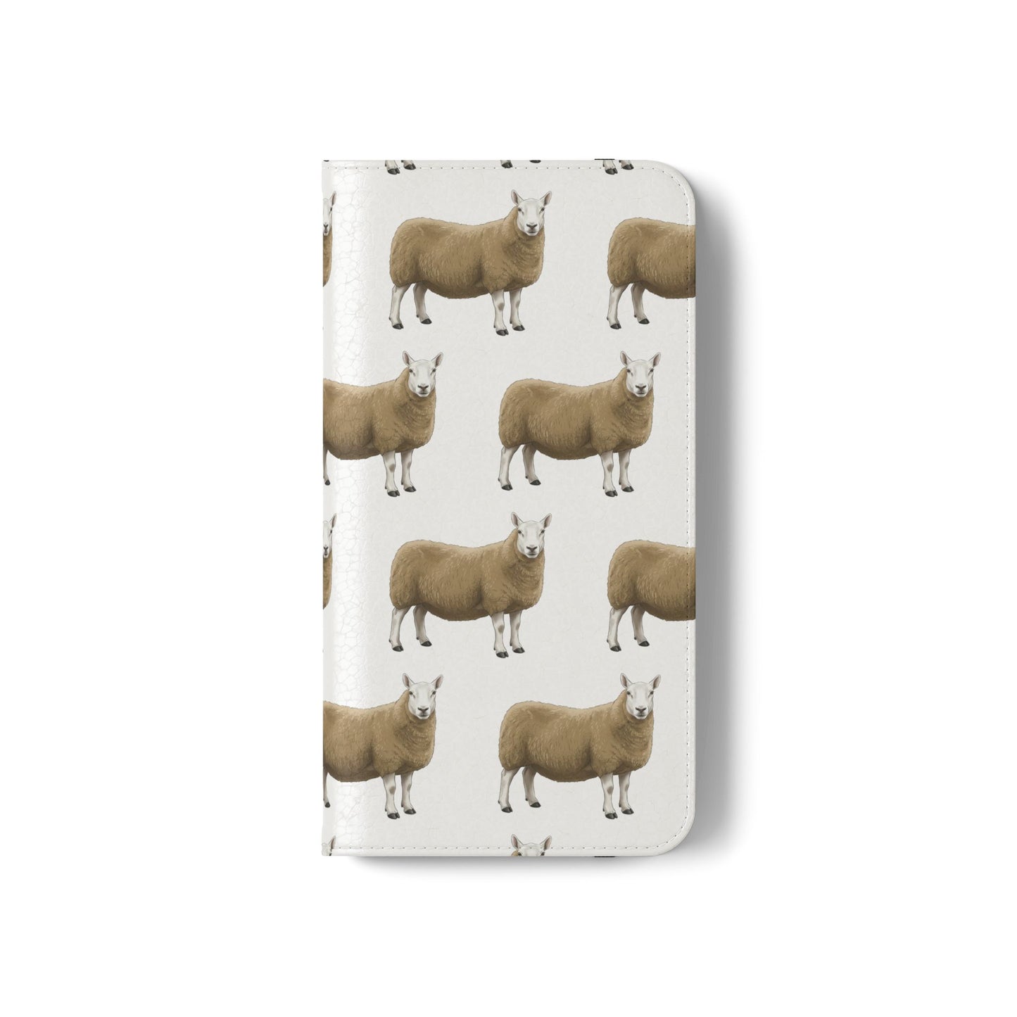 Cheviot Sheep Pattern Flip Phone Case – Cute Pastoral Wallet Cover with Card Slots