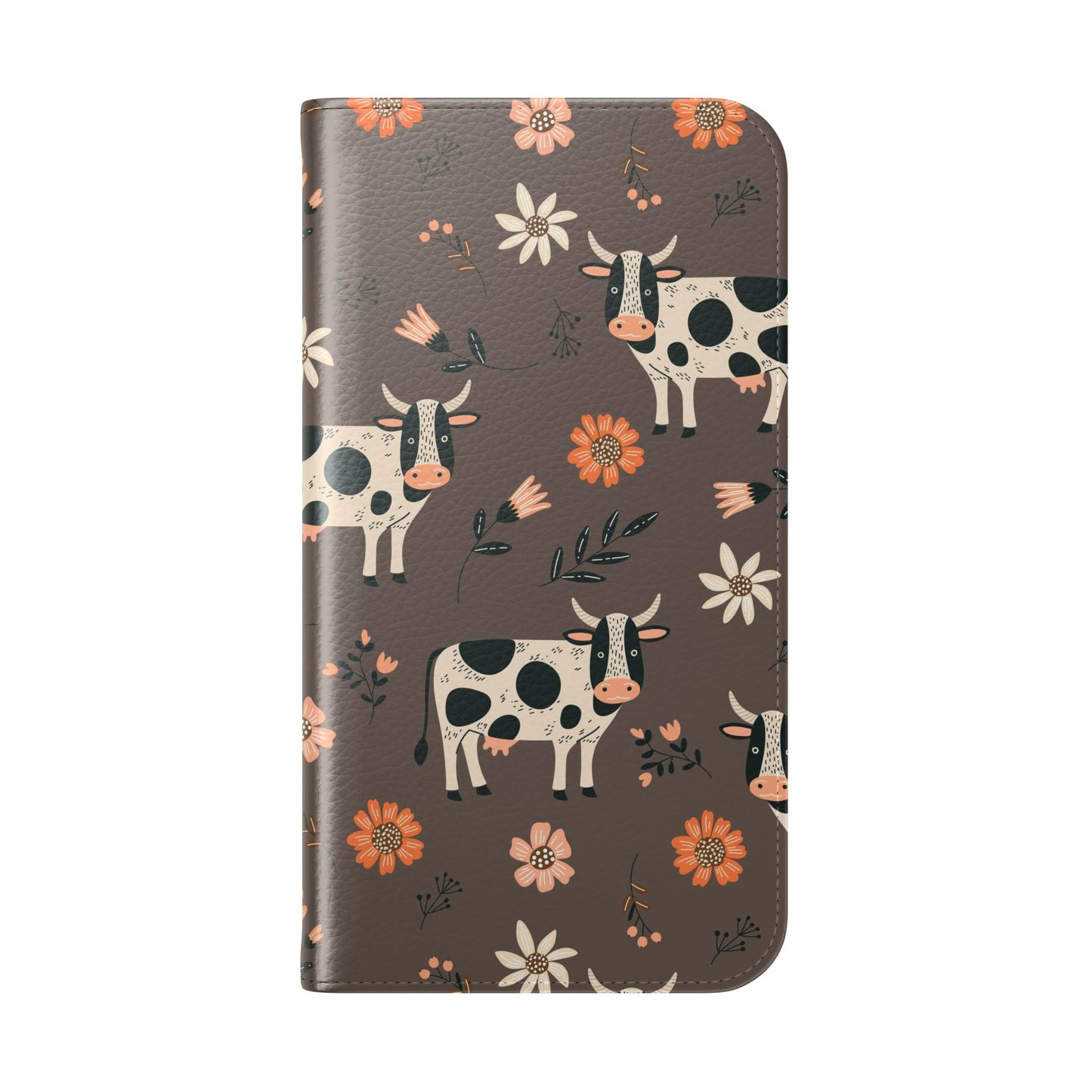 Cow Floral Flip Phone Case – Folklore Farm Pattern Wallet Case