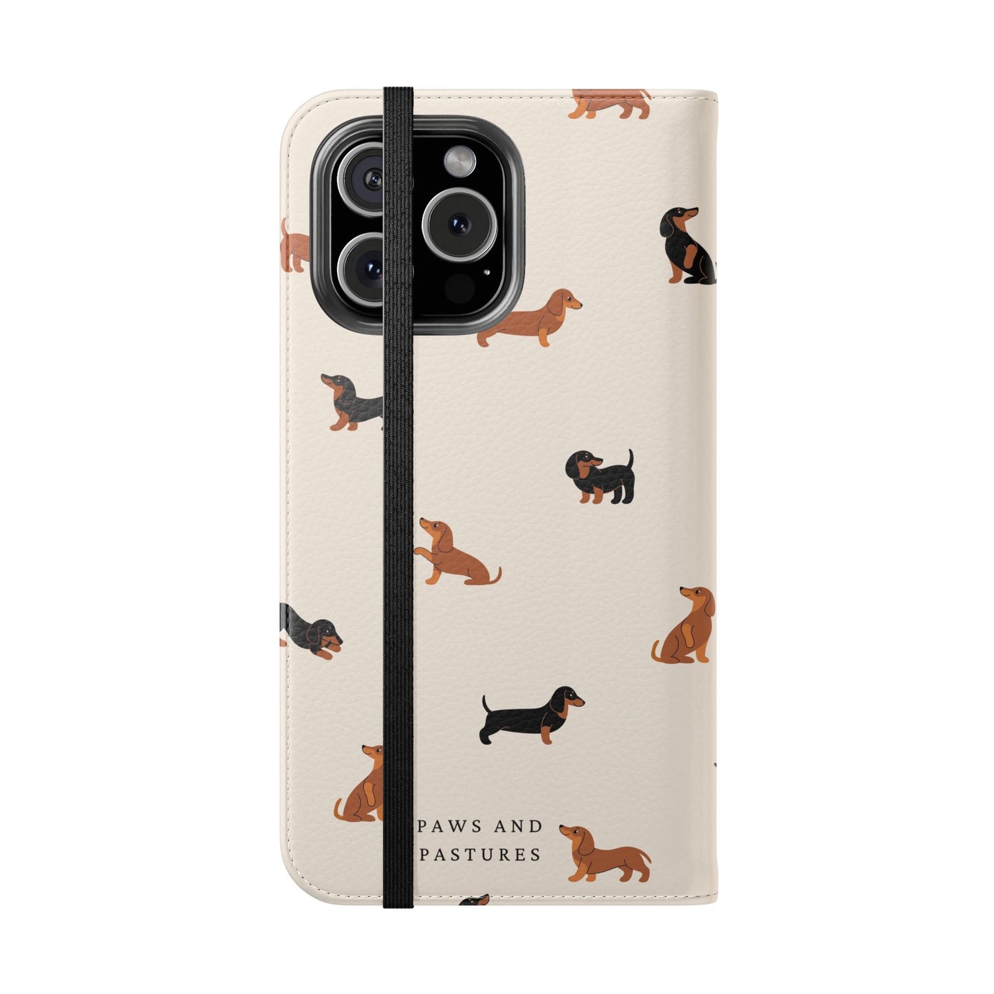 Dachshund Pattern Flip Phone Case — Wallet Folio with Card Slots