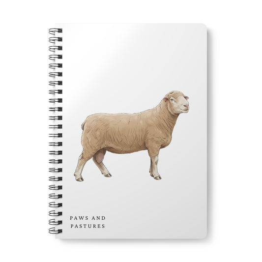 Sheep Illustration A5 Spiral Notebook — "Paws and Pastures" Lined Journal