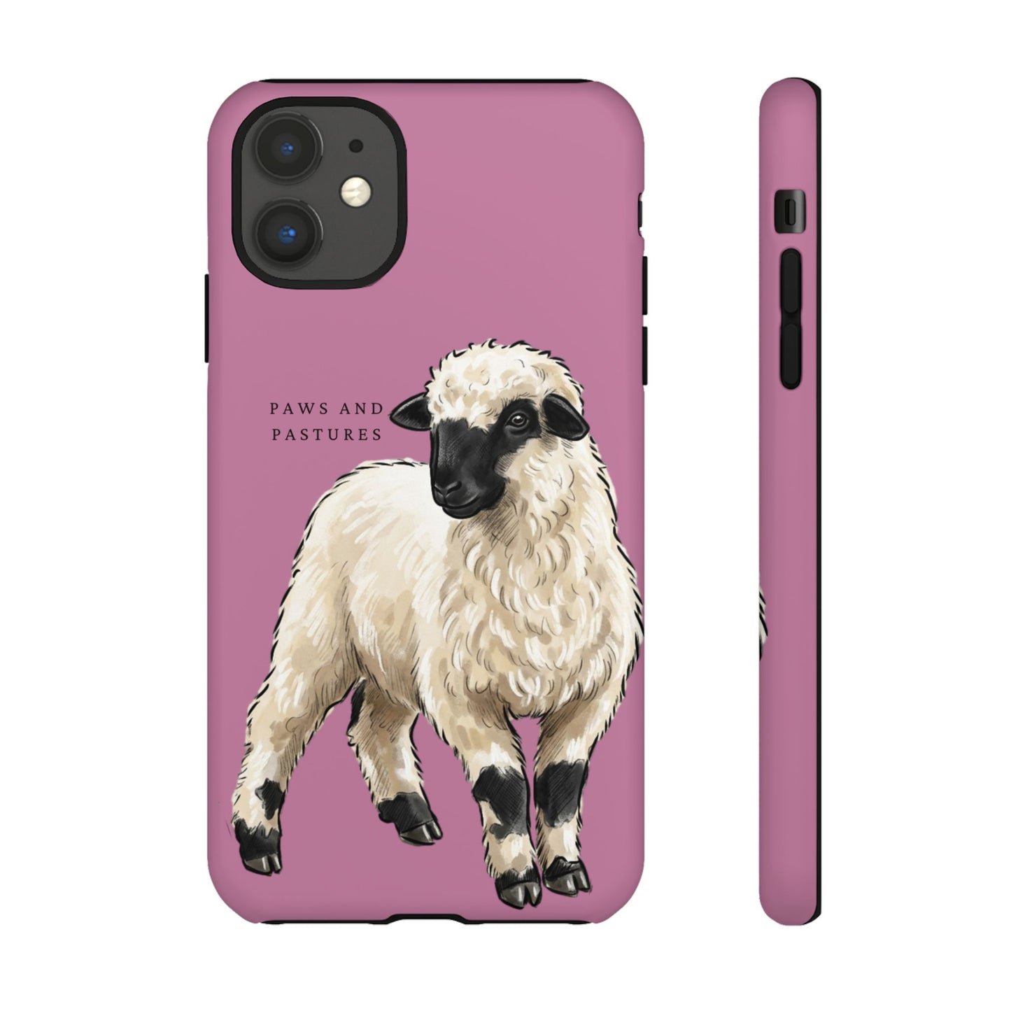 Pink Valais Blacknose Sheep Phone Case – 'Paws and Pastures' Cute Lamb Protective iPhone Cover