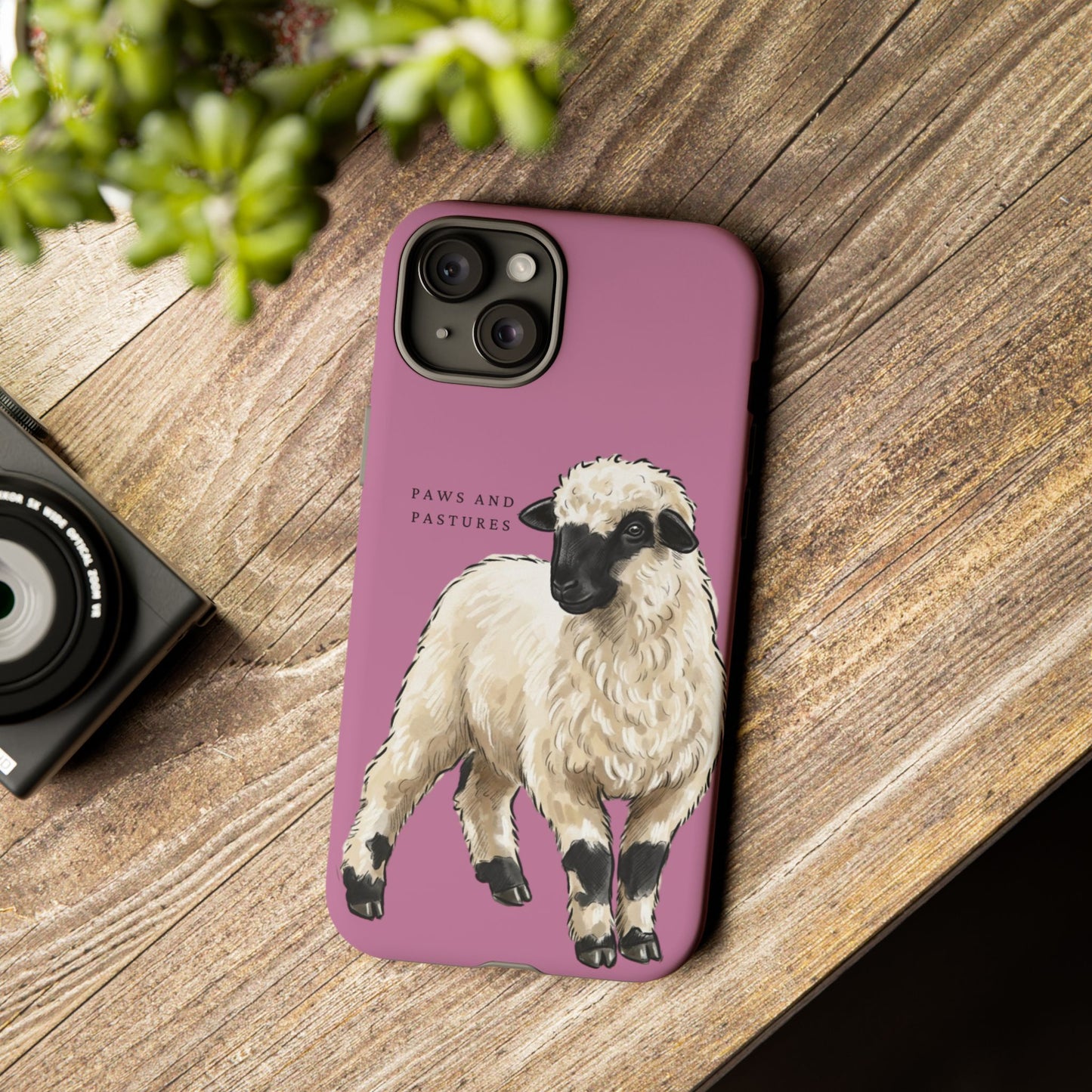 Pink Valais Blacknose Sheep Phone Case – 'Paws and Pastures' Cute Lamb Protective iPhone Cover