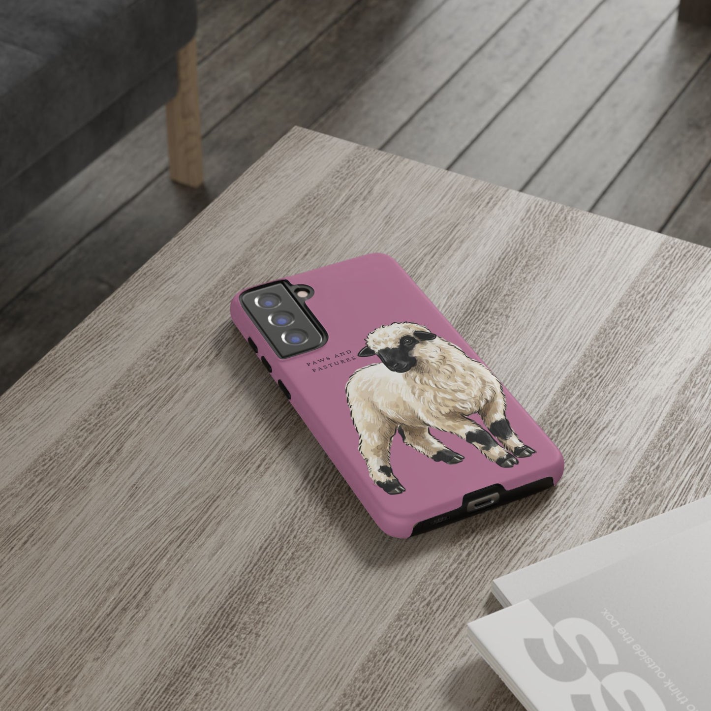 Pink Valais Blacknose Sheep Phone Case – 'Paws and Pastures' Cute Lamb Protective iPhone Cover