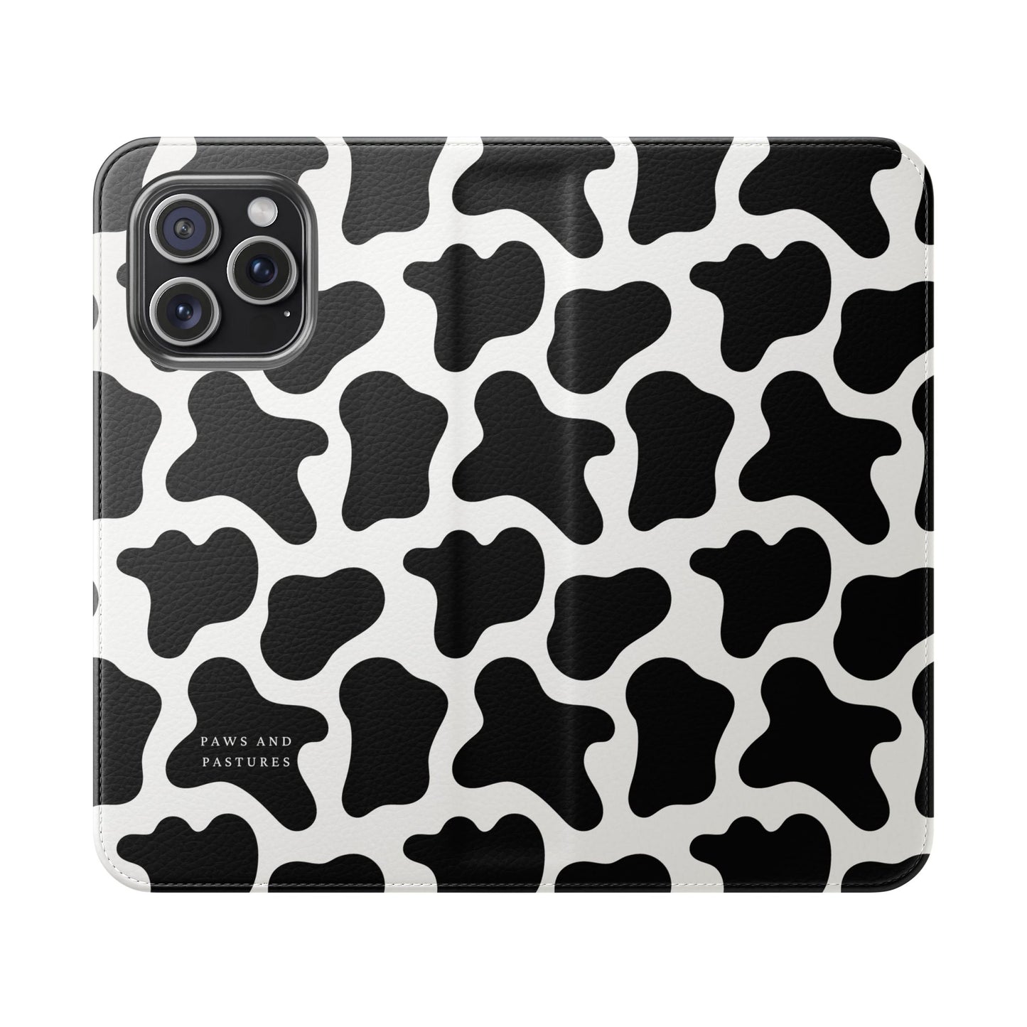 Cow Print Flip Phone Case — Black & White Wallet Flip Case