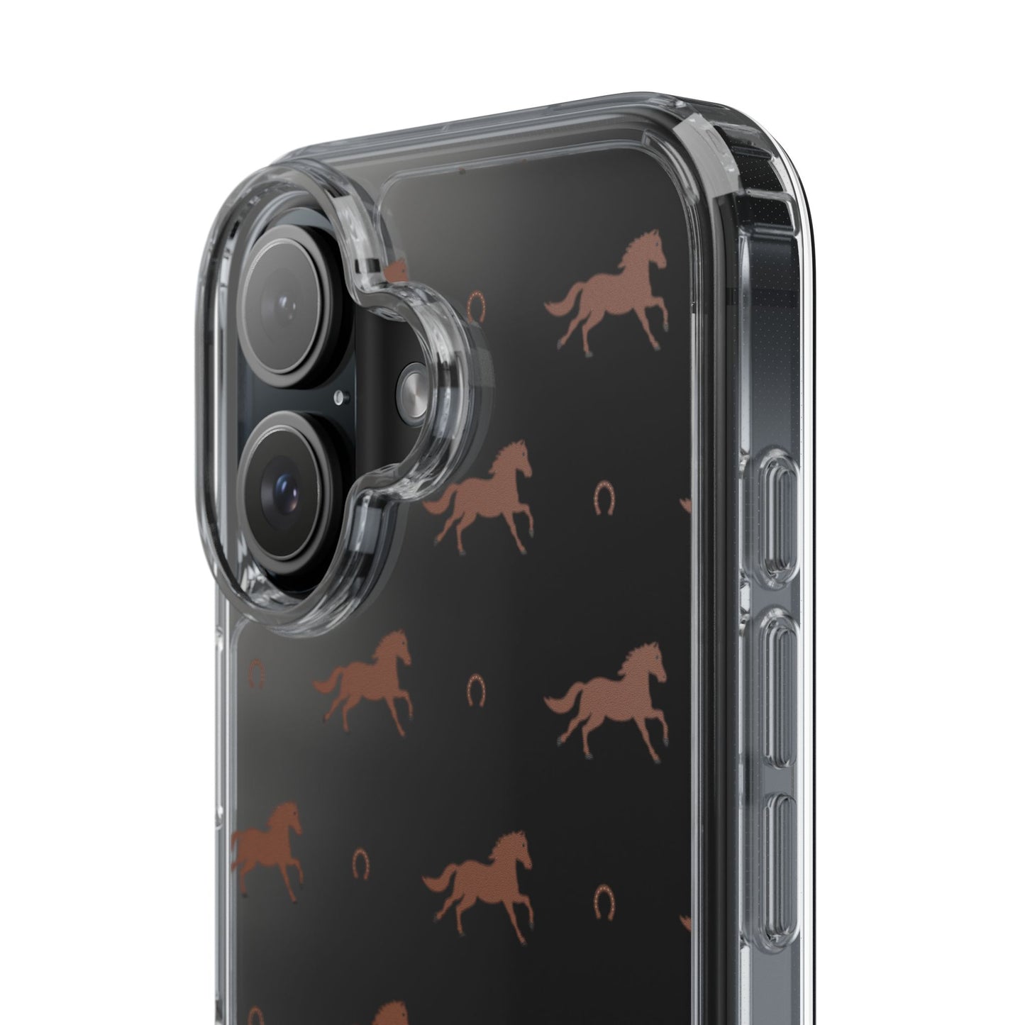 Horse Pattern Clear Phone Case — Equestrian Horses & Horseshoes Design