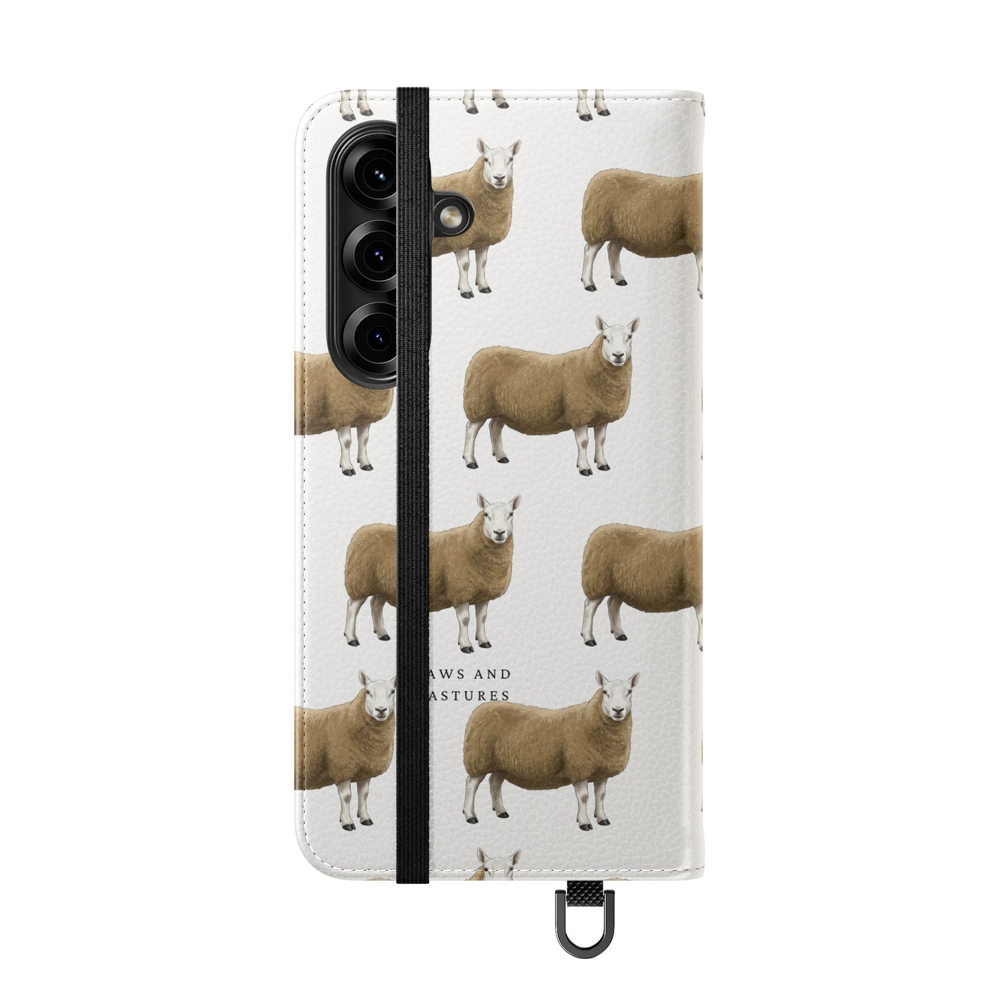 Cheviot Sheep Pattern Flip Phone Case – Cute Pastoral Wallet Cover with Card Slots