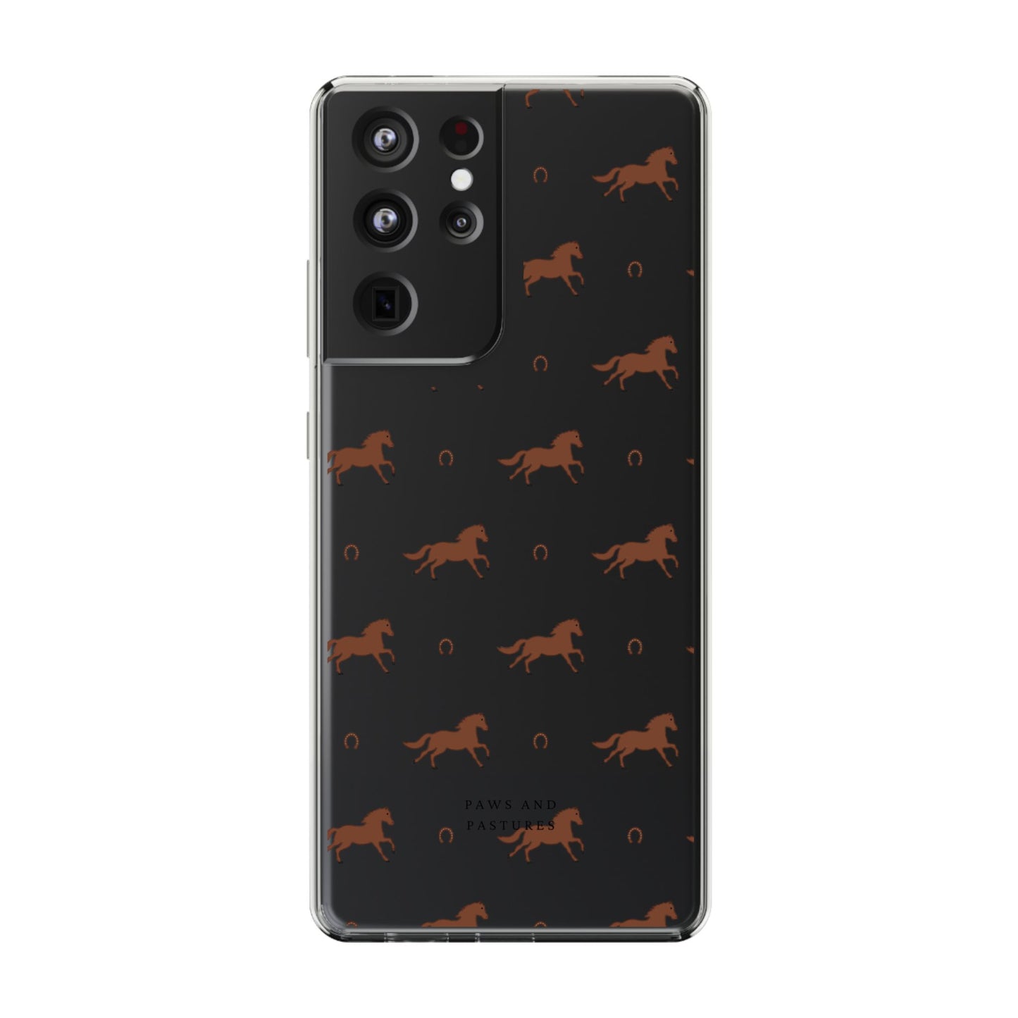 Horse Pattern Clear Phone Case — Equestrian Horses & Horseshoes Design
