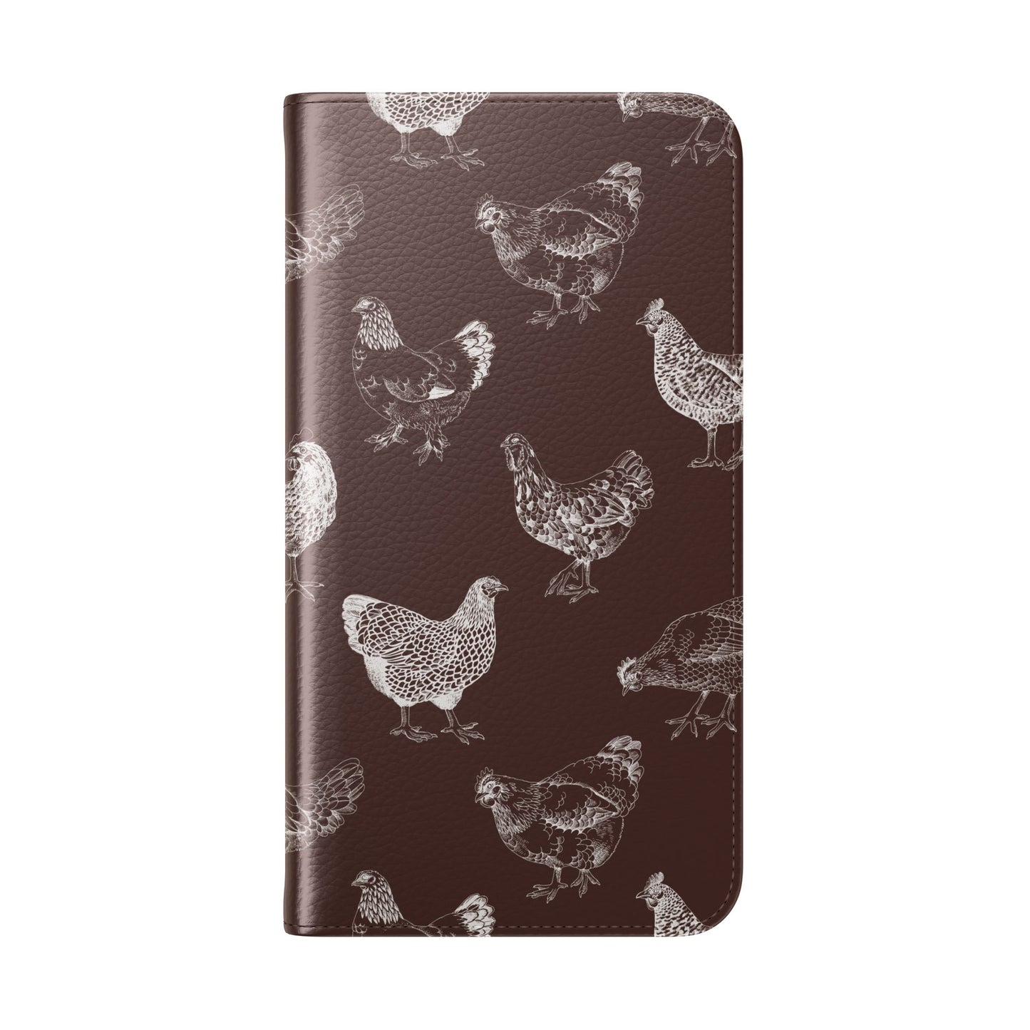 Chicken Pattern Flip Phone Case – Rustic Farmhouse Wallet Cover