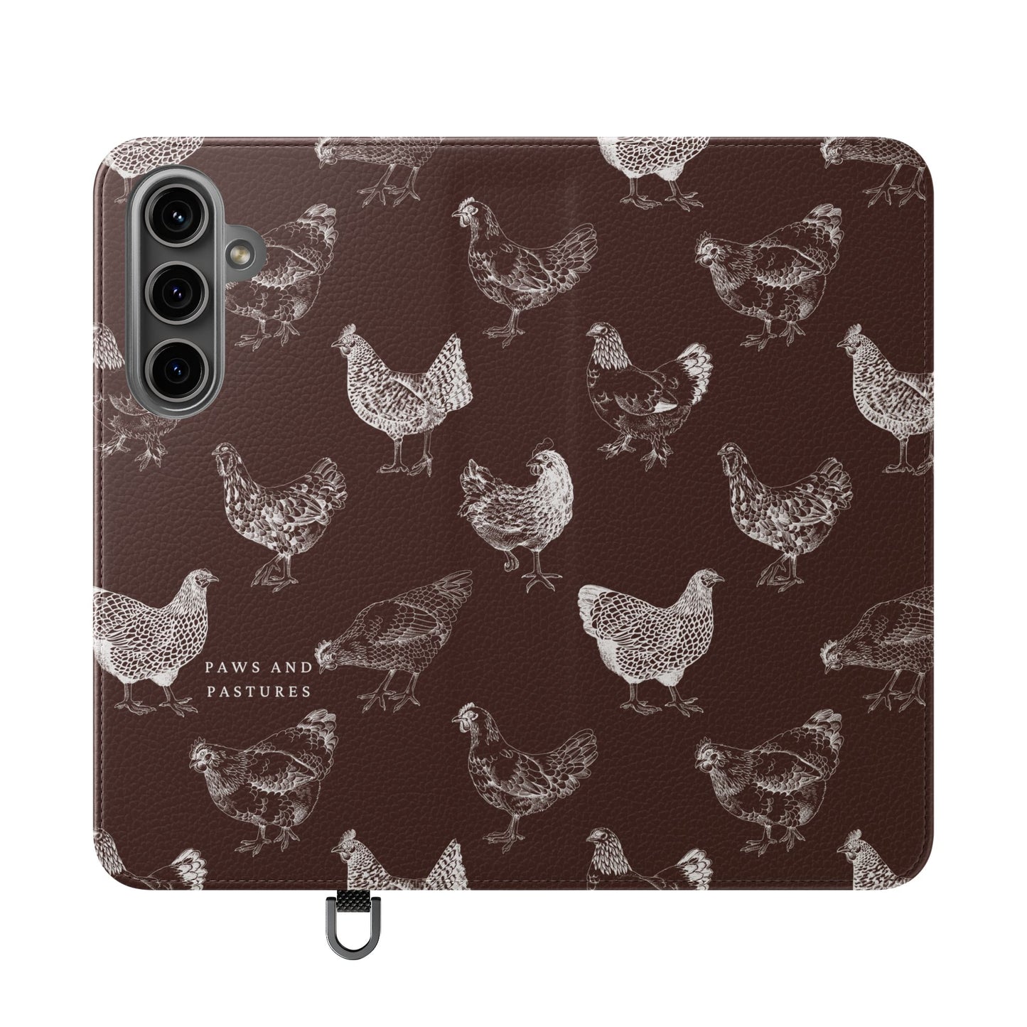 Chicken Pattern Flip Phone Case – Rustic Farmhouse Wallet Cover