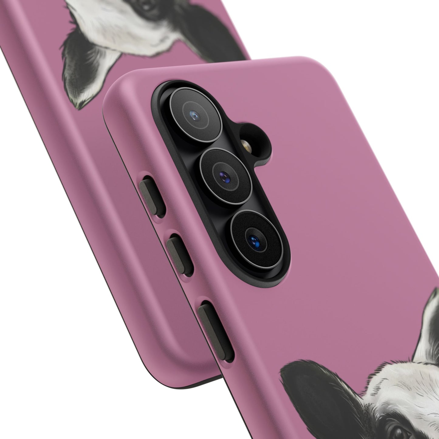 Pink Dutch Spotted Sheep Portrait Phone Case - Black & White Lamb Illustration Protective Cover