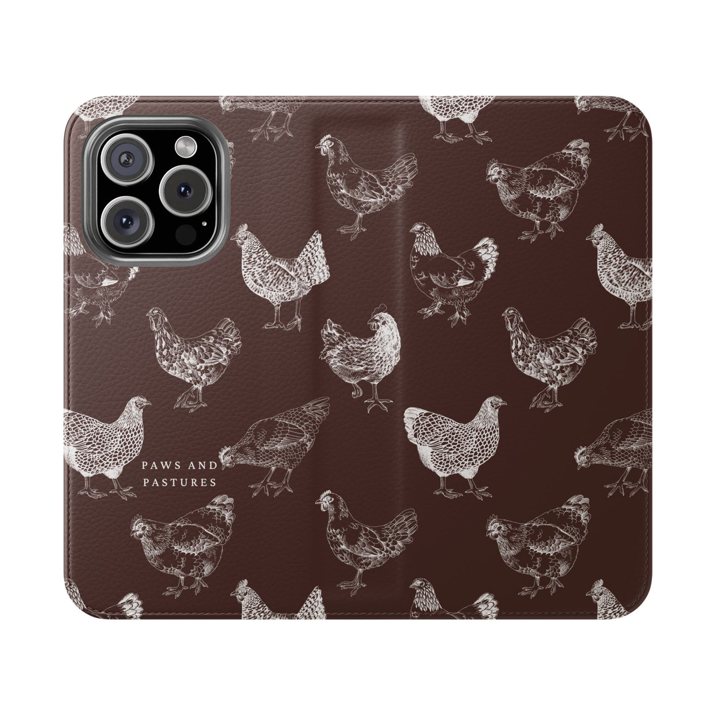Chicken Pattern Flip Phone Case – Rustic Farmhouse Wallet Cover