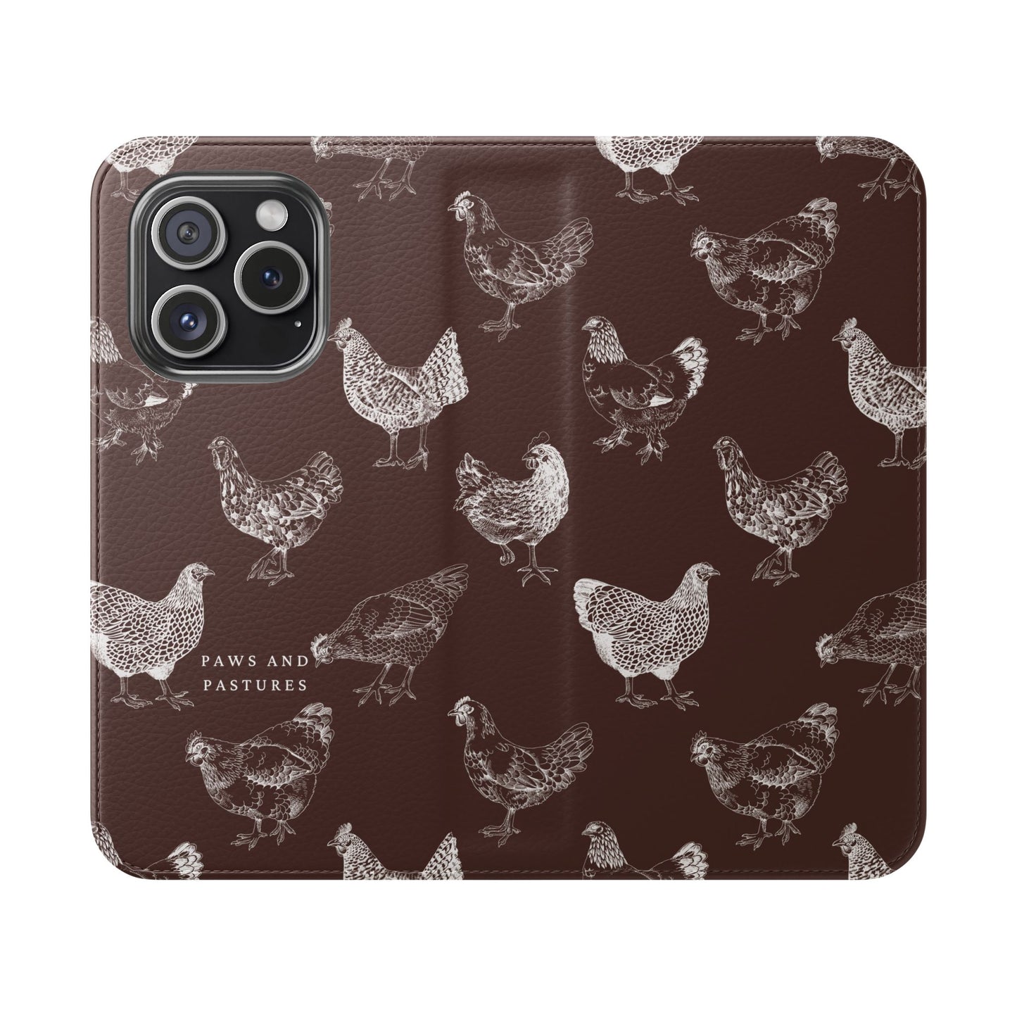 Chicken Pattern Flip Phone Case – Rustic Farmhouse Wallet Cover