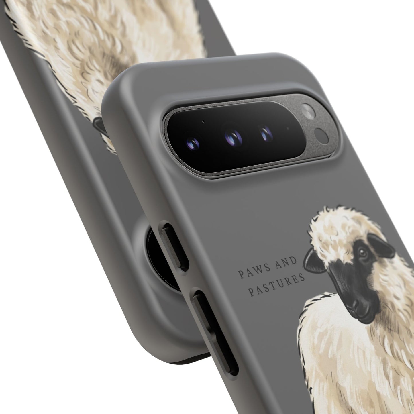 Grey Valais Blacknose Sheep Phone Case – 'Paws and Pastures' Cute Lamb Protective iPhone Cover