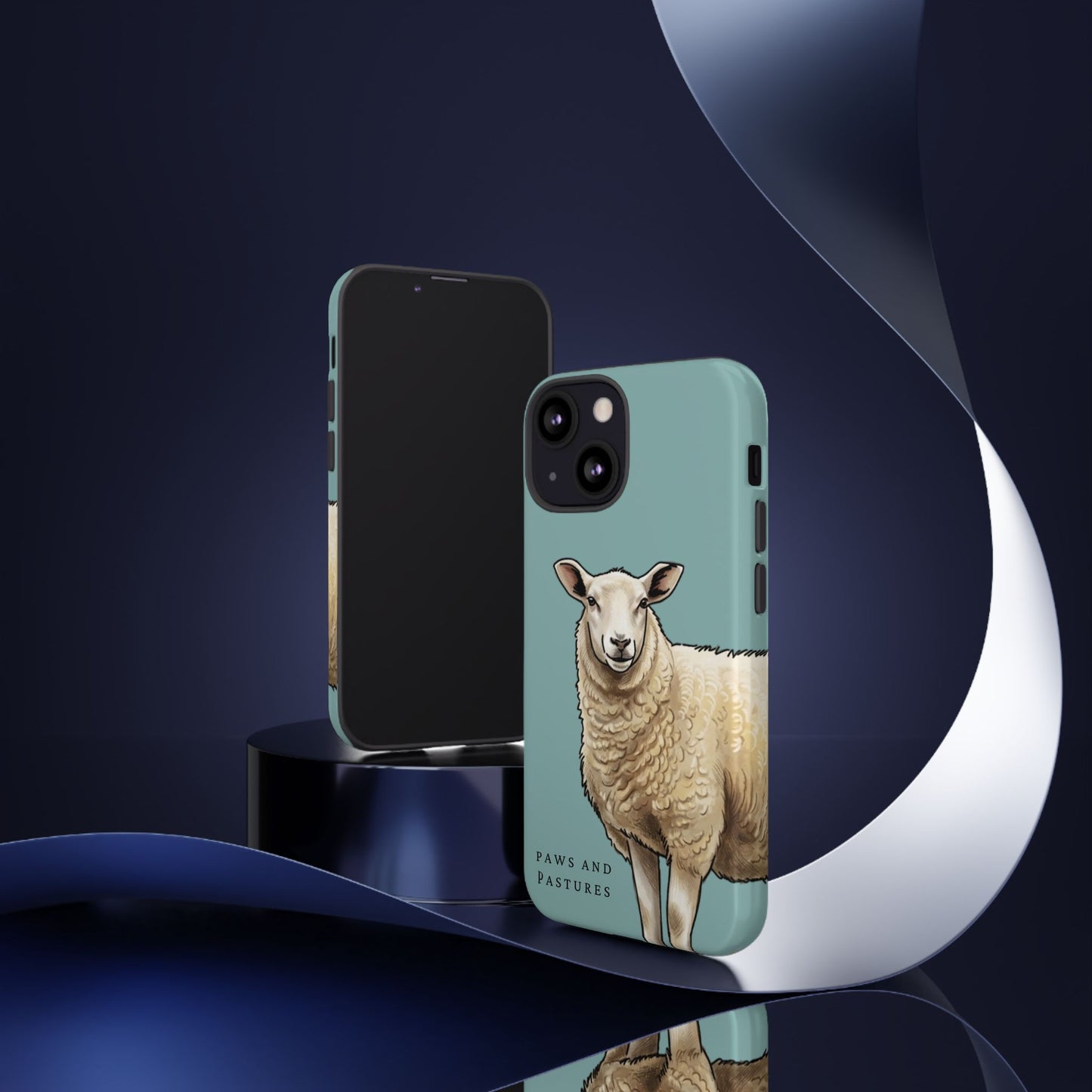 Teal Sheep Illustration Tough Phone Case