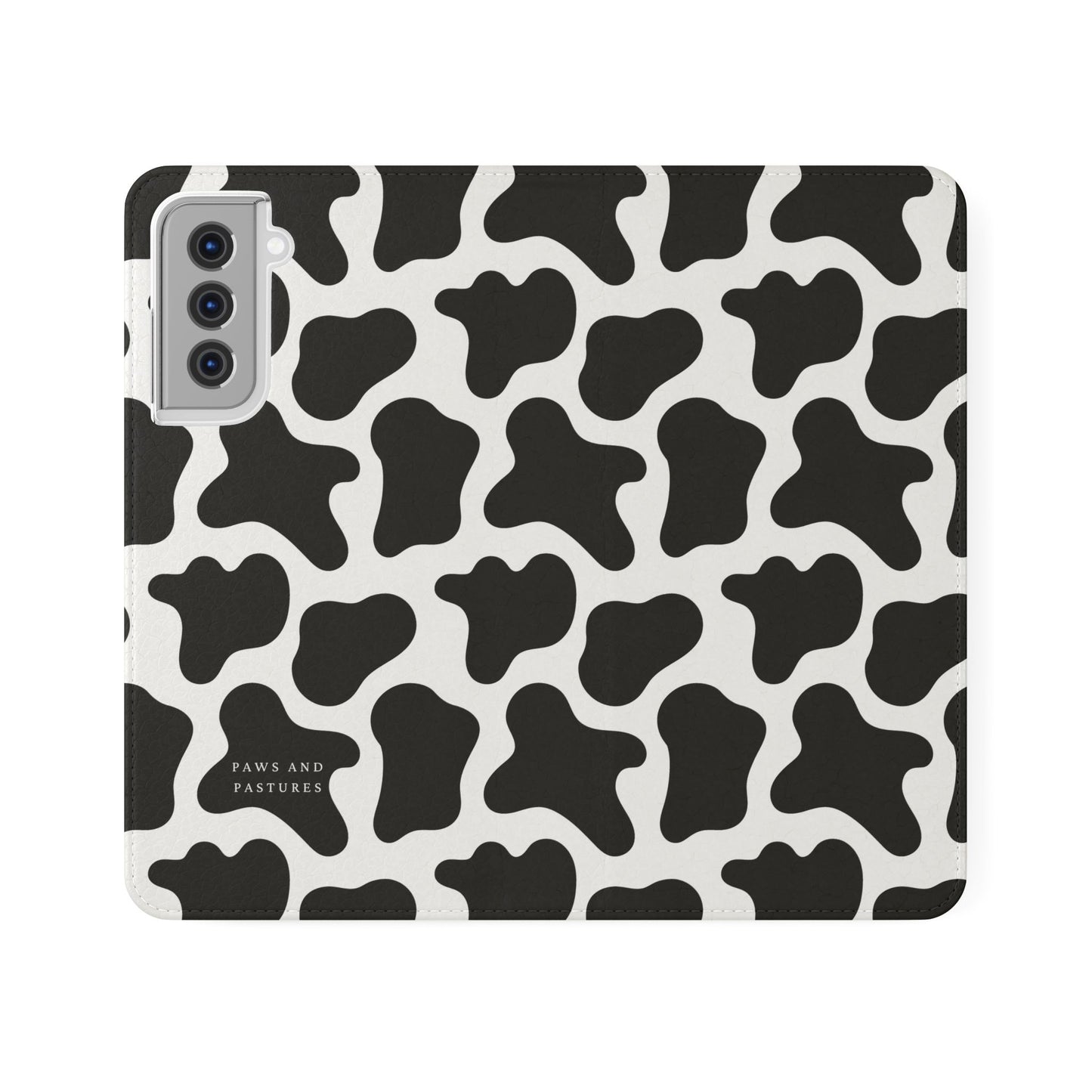 Cow Print Flip Phone Case — Black & White Wallet Flip Case