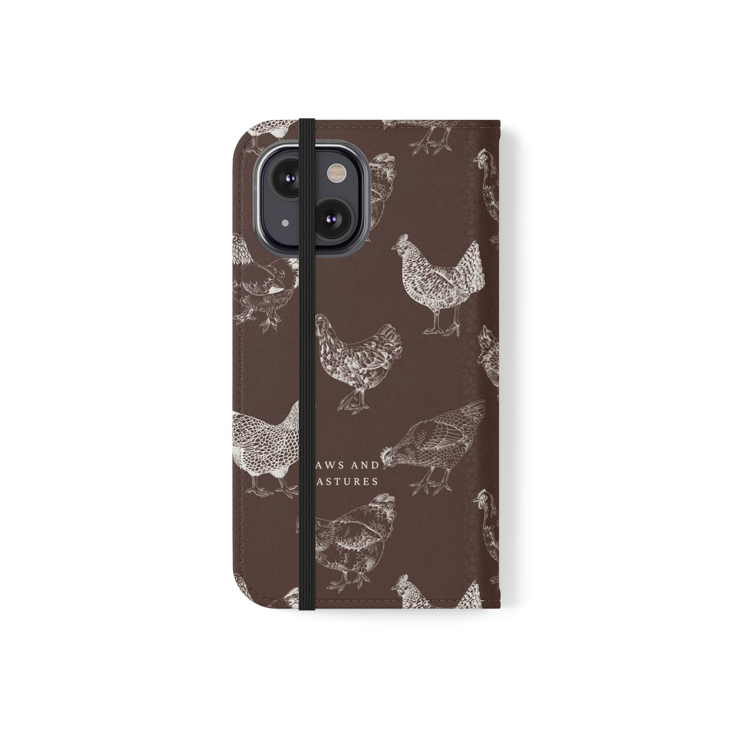 Chicken Pattern Flip Phone Case – Rustic Farmhouse Wallet Cover