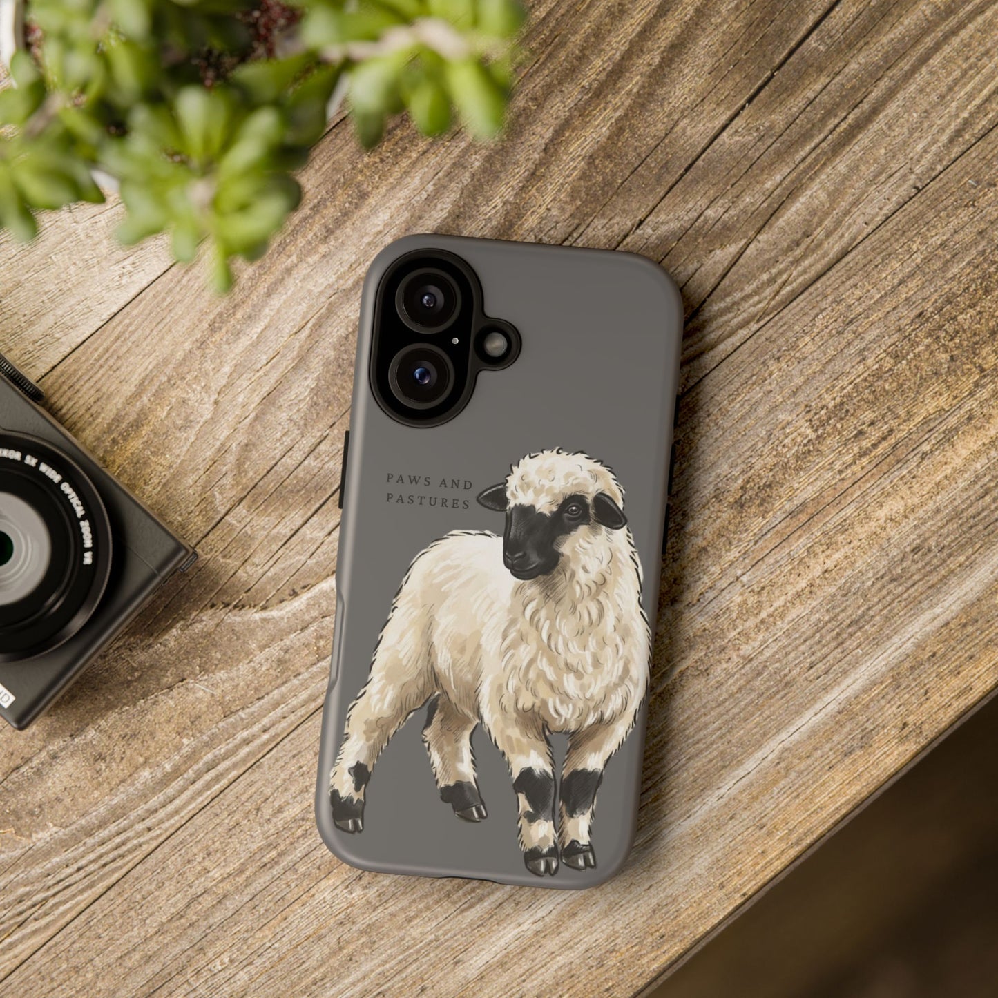 Grey Valais Blacknose Sheep Phone Case – 'Paws and Pastures' Cute Lamb Protective iPhone Cover