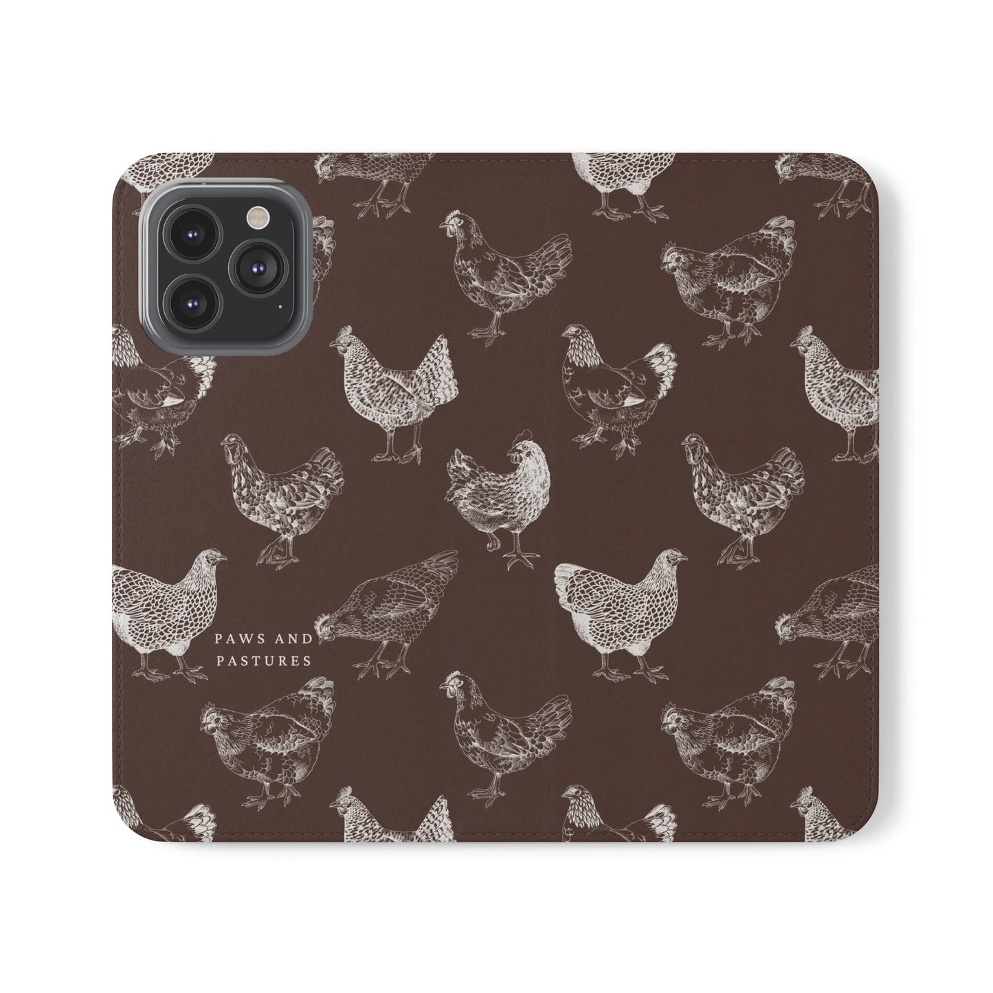 Chicken Pattern Flip Phone Case – Rustic Farmhouse Wallet Cover