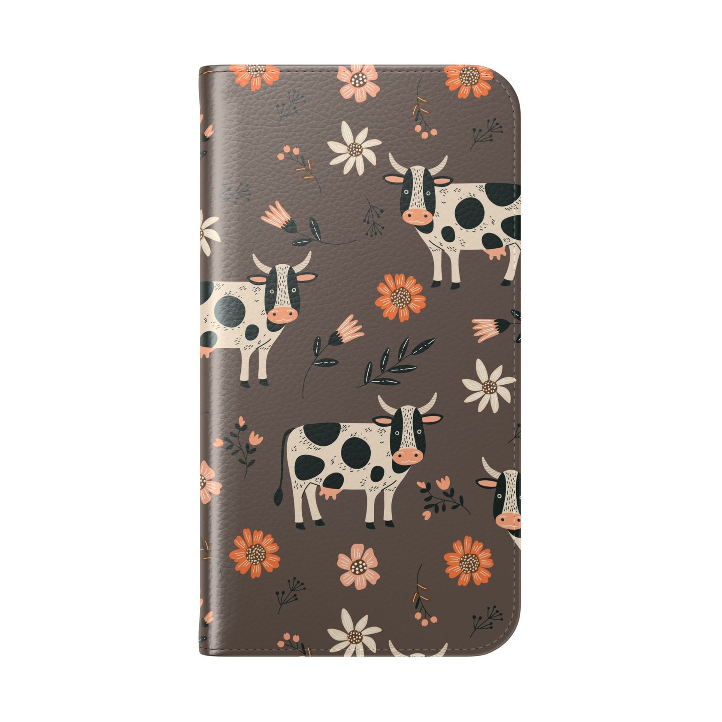 Cow Floral Flip Phone Case – Folklore Farm Pattern Wallet Case