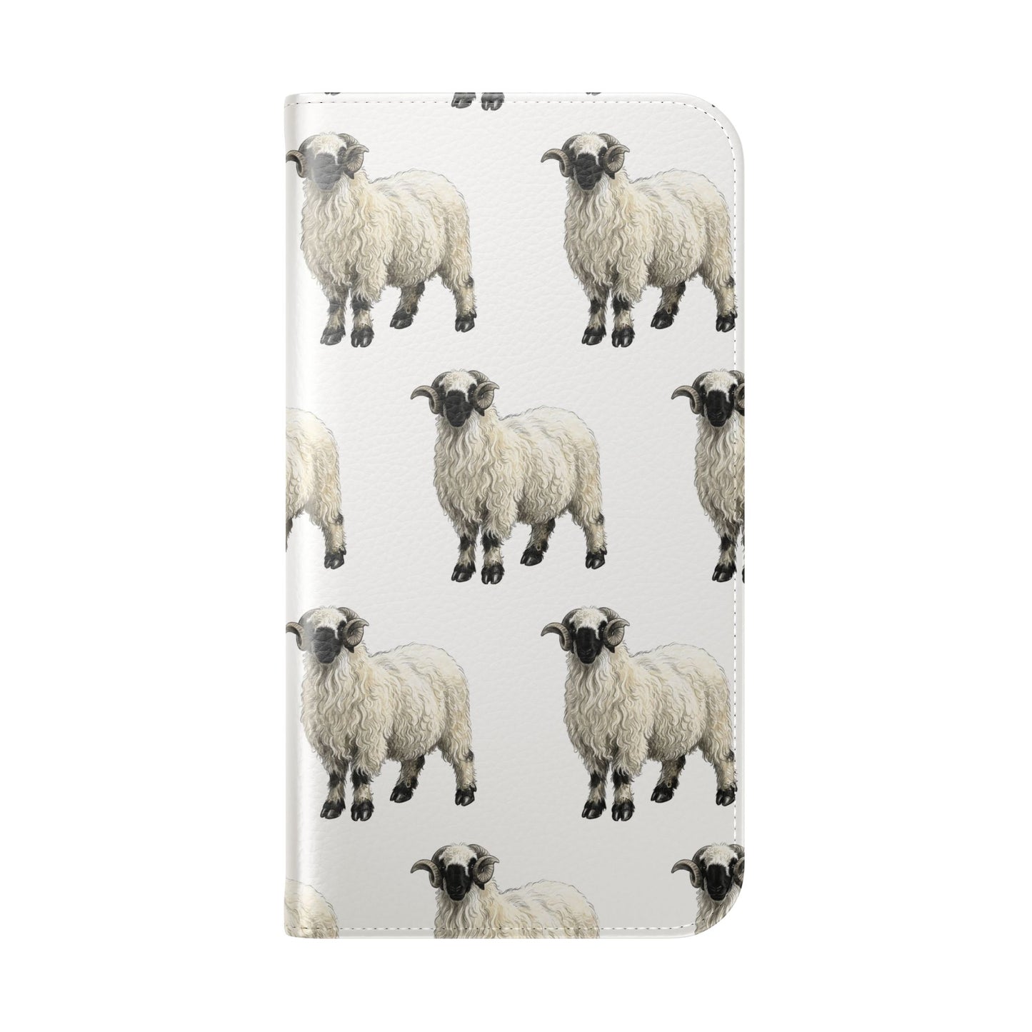 Valais Blacknose Sheep Pattern Flip Phone Case – Cute Farm Animal Wallet Cover
