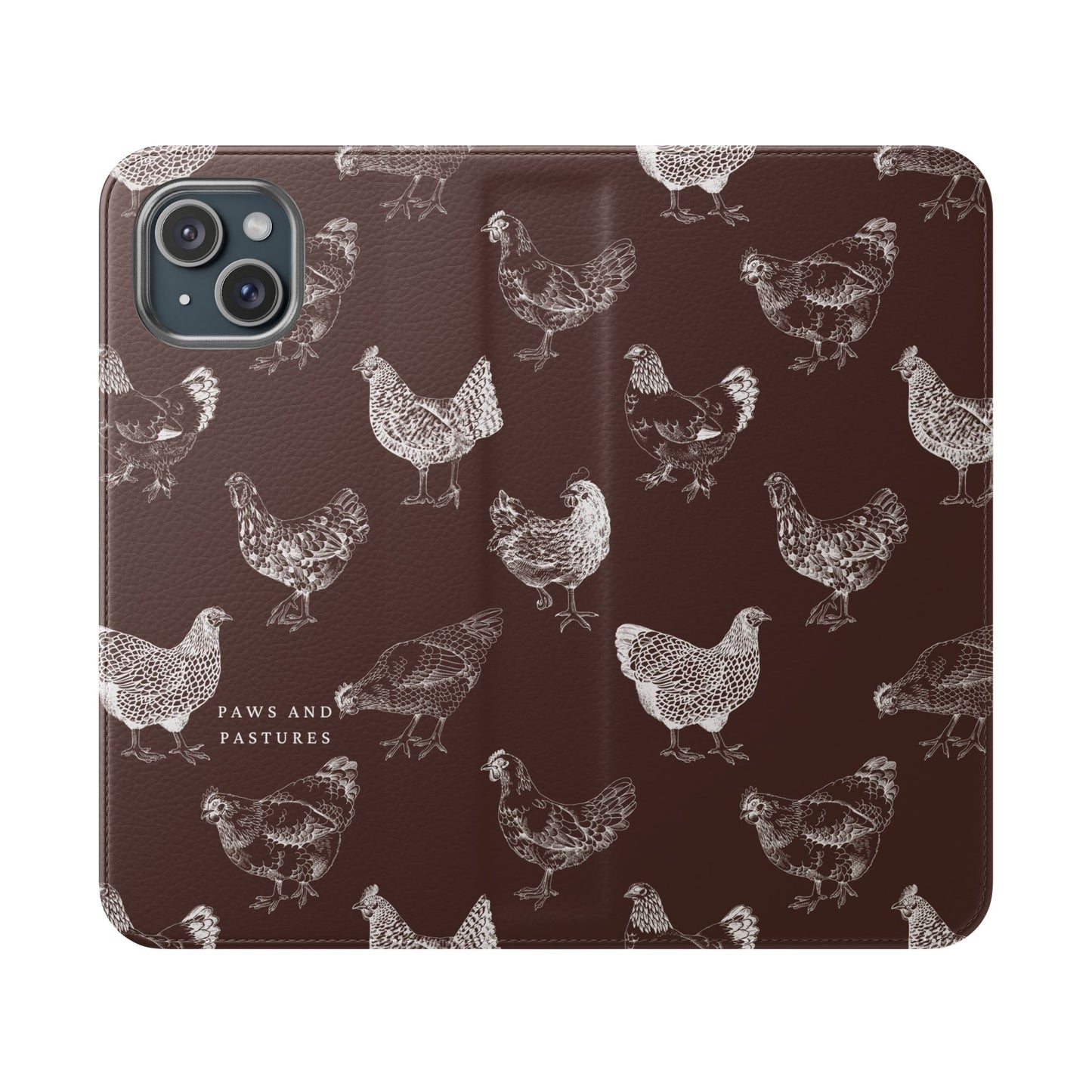 Chicken Pattern Flip Phone Case – Rustic Farmhouse Wallet Cover