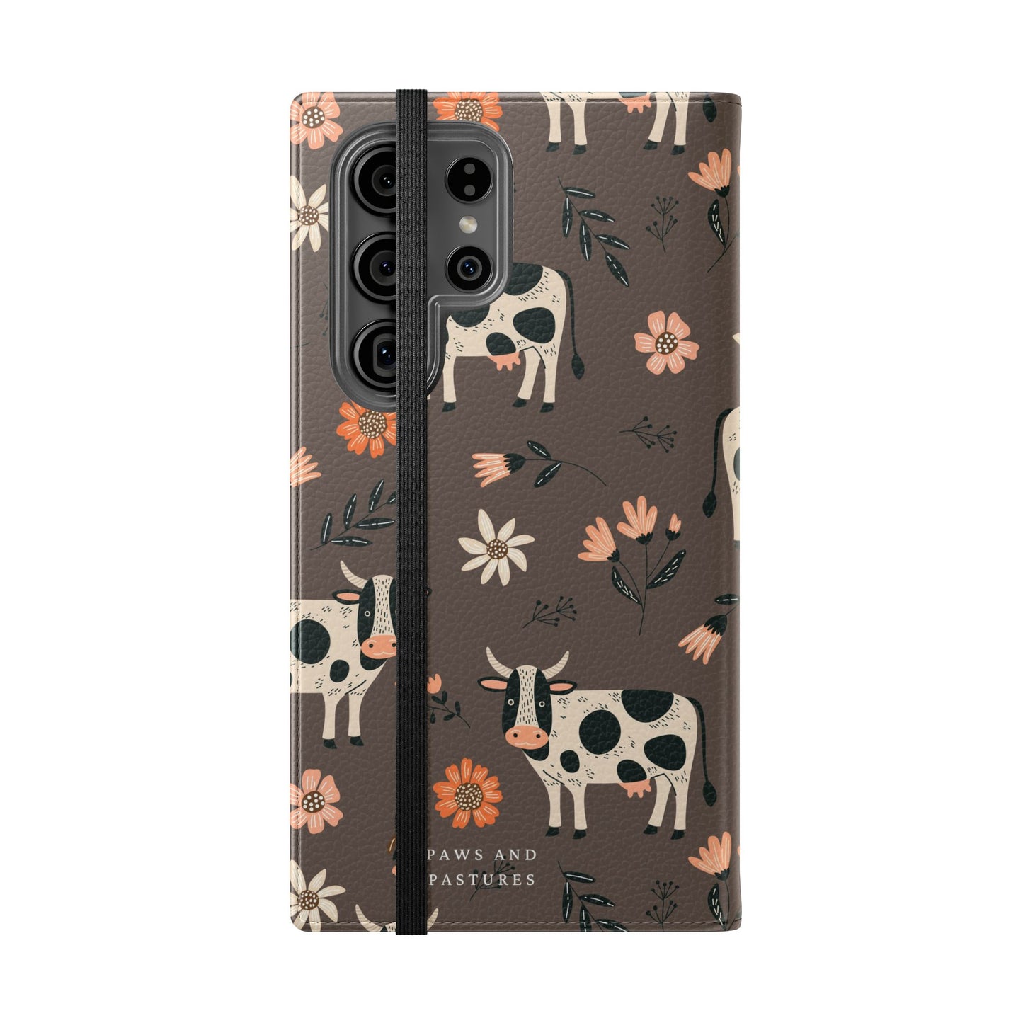 Cow Floral Flip Phone Case – Folklore Farm Pattern Wallet Case