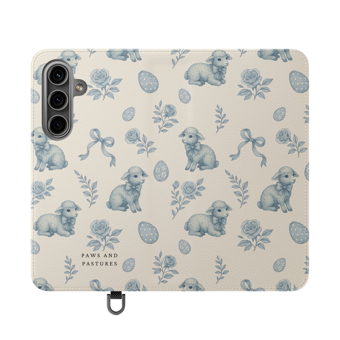 Flip Case — Pastel Blue Easter Lamb Pattern Phone Wallet