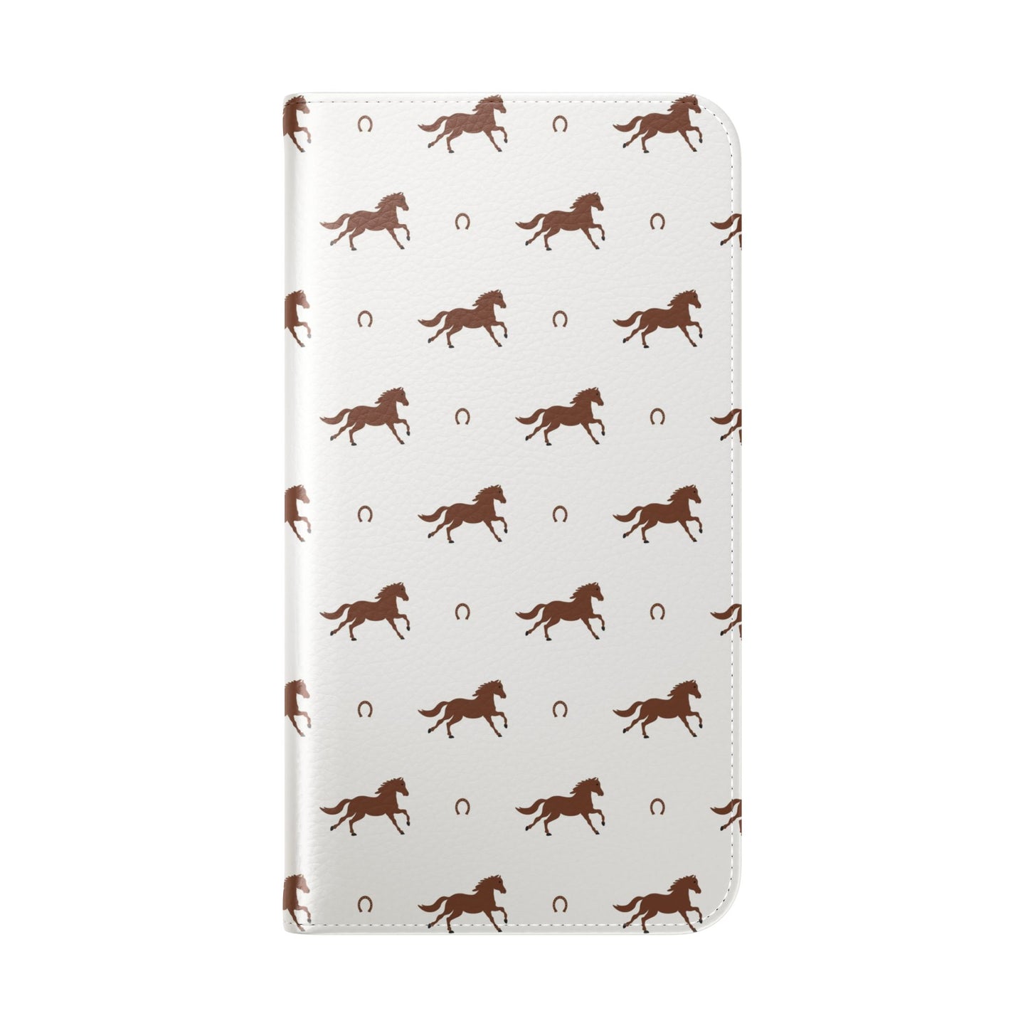 Horse Pattern Flip Case — Leather Wallet Phone Cover with Galloping Horses