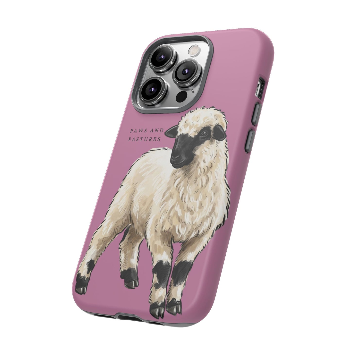 Pink Valais Blacknose Sheep Phone Case – 'Paws and Pastures' Cute Lamb Protective iPhone Cover