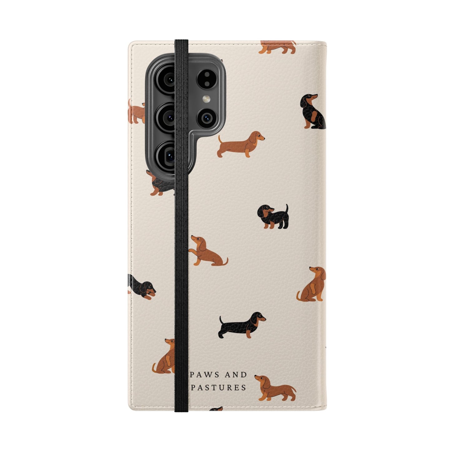 Dachshund Pattern Flip Phone Case — Wallet Folio with Card Slots